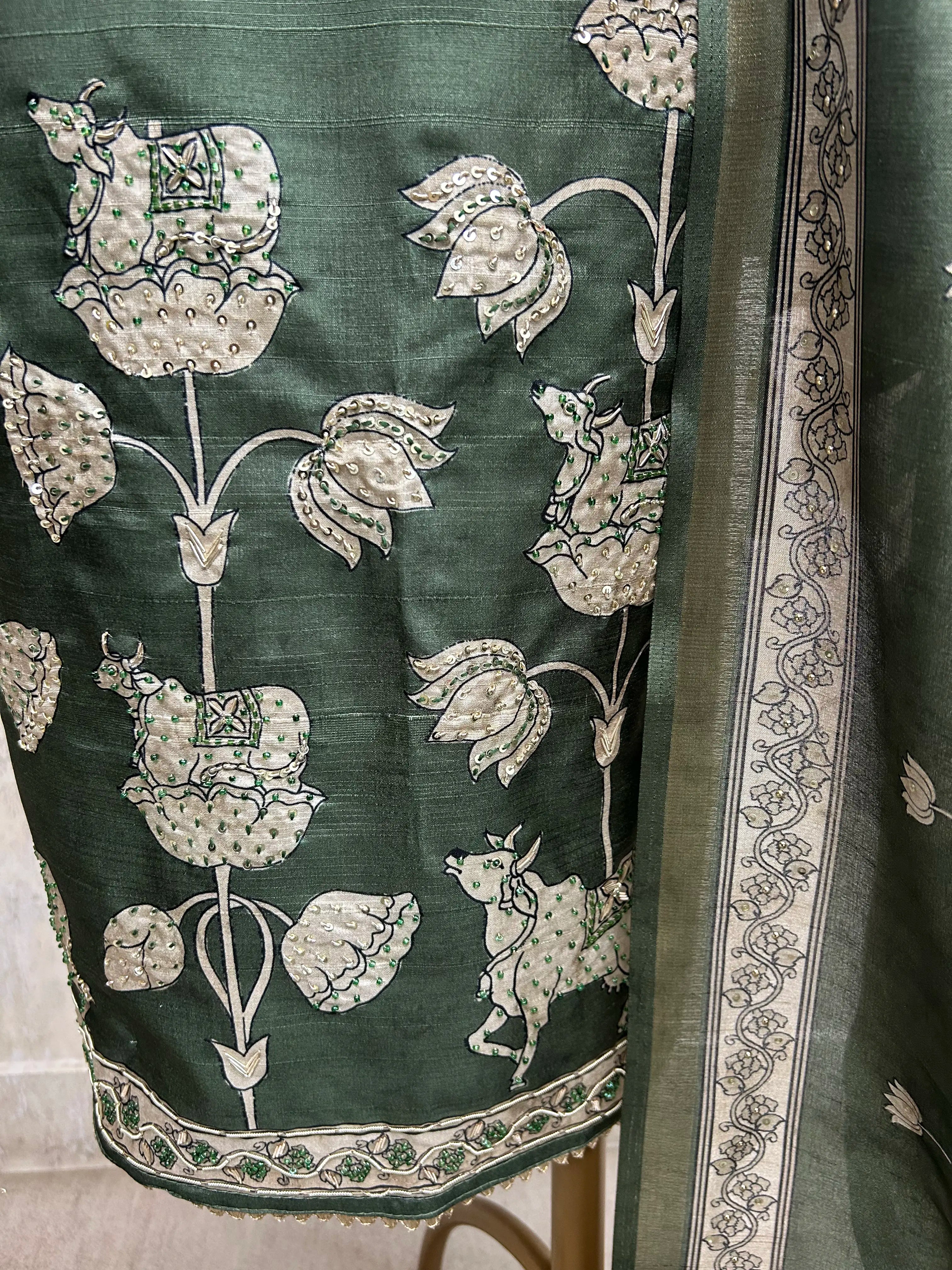 Tussar Silk Unstitched Suit Set