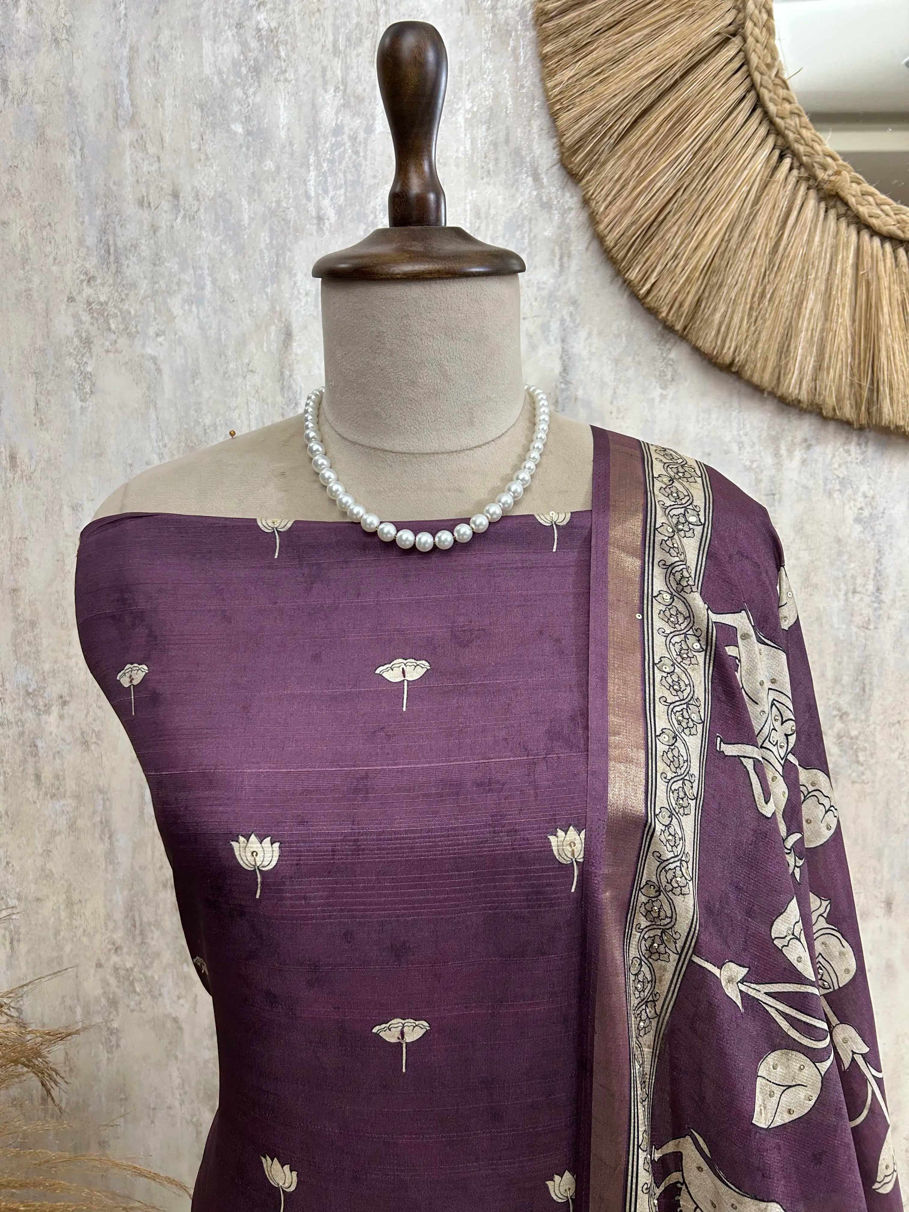Tussar Silk Unstitched Suit Set