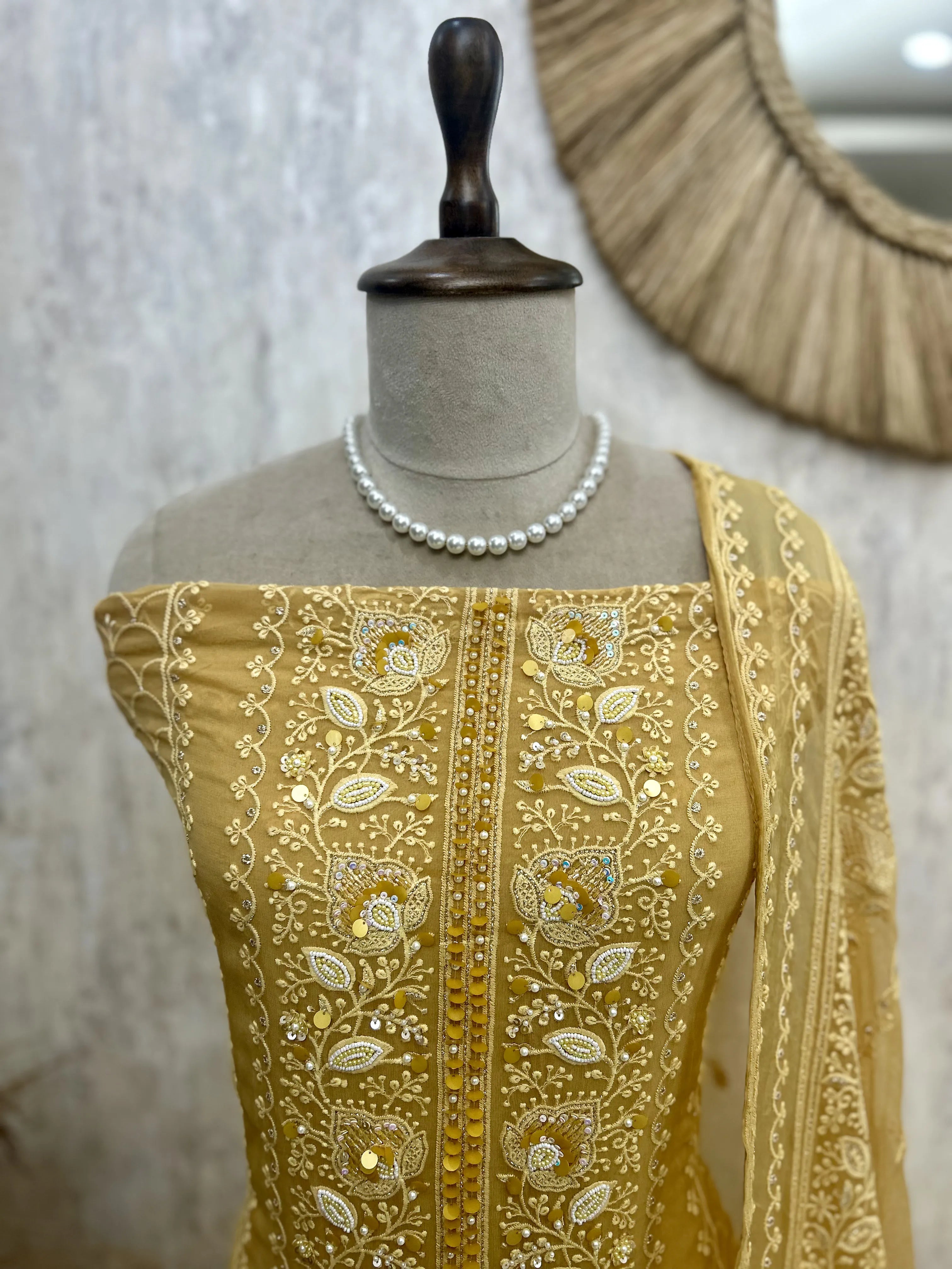 Georgette Unstitched Suit Set Featuring Chiffon Dupatta