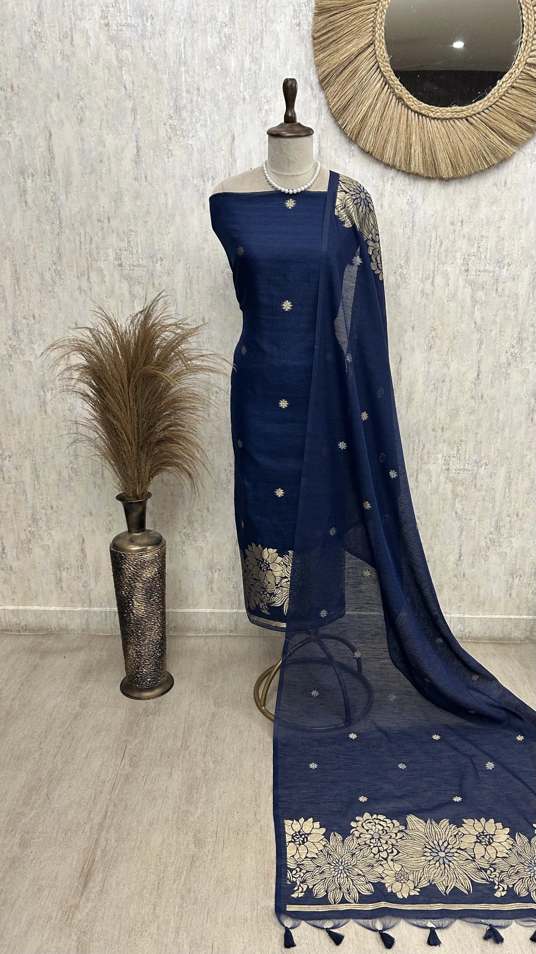 Jamdani Unstitched Suit Set With Jamdani Dupatta