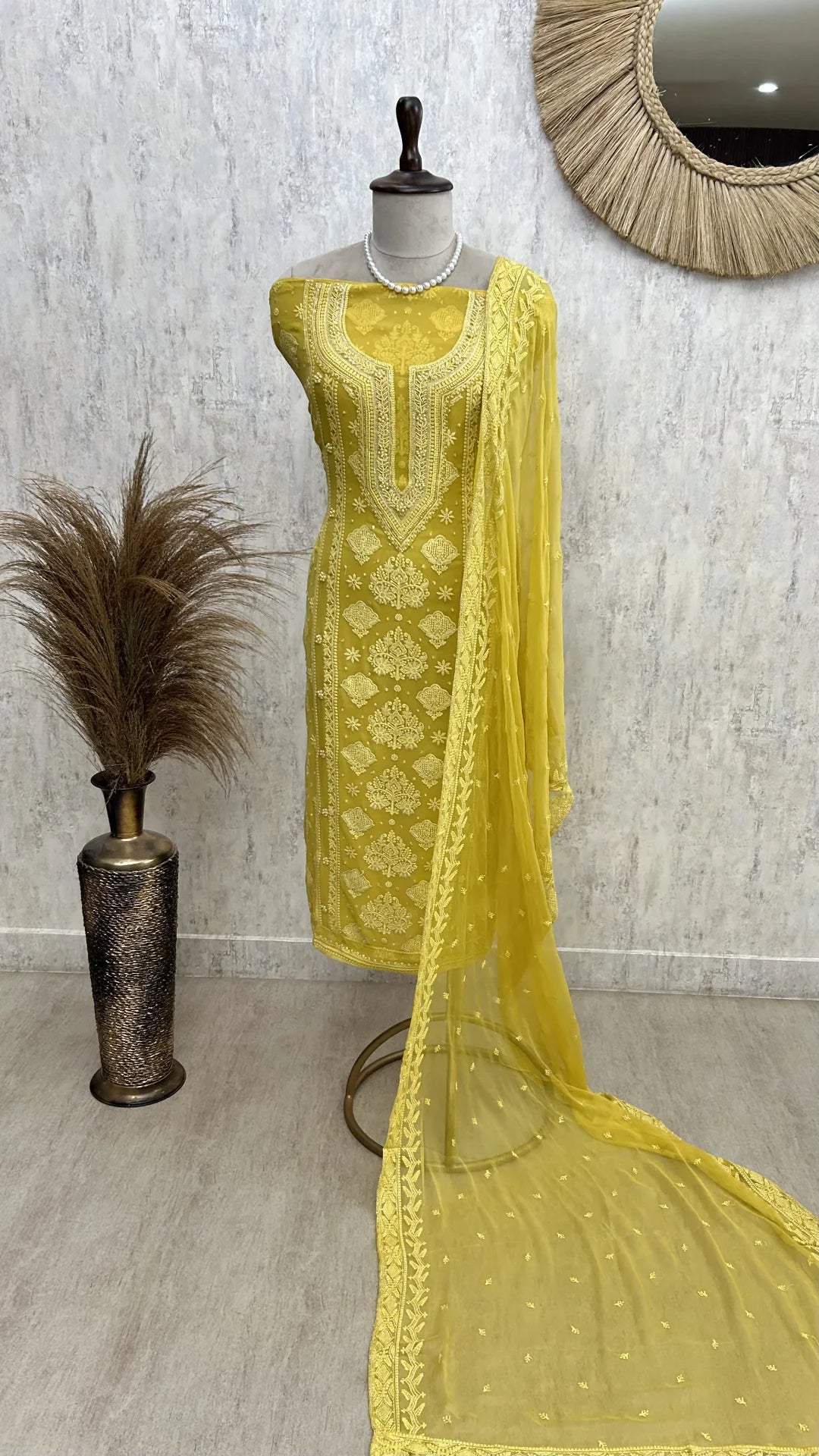 Chikankari & Pearl Work Georgette Unstitched Suit Set