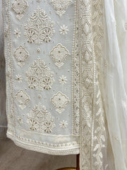Chikankari & Pearl Work Georgette Unstitched Suit Set