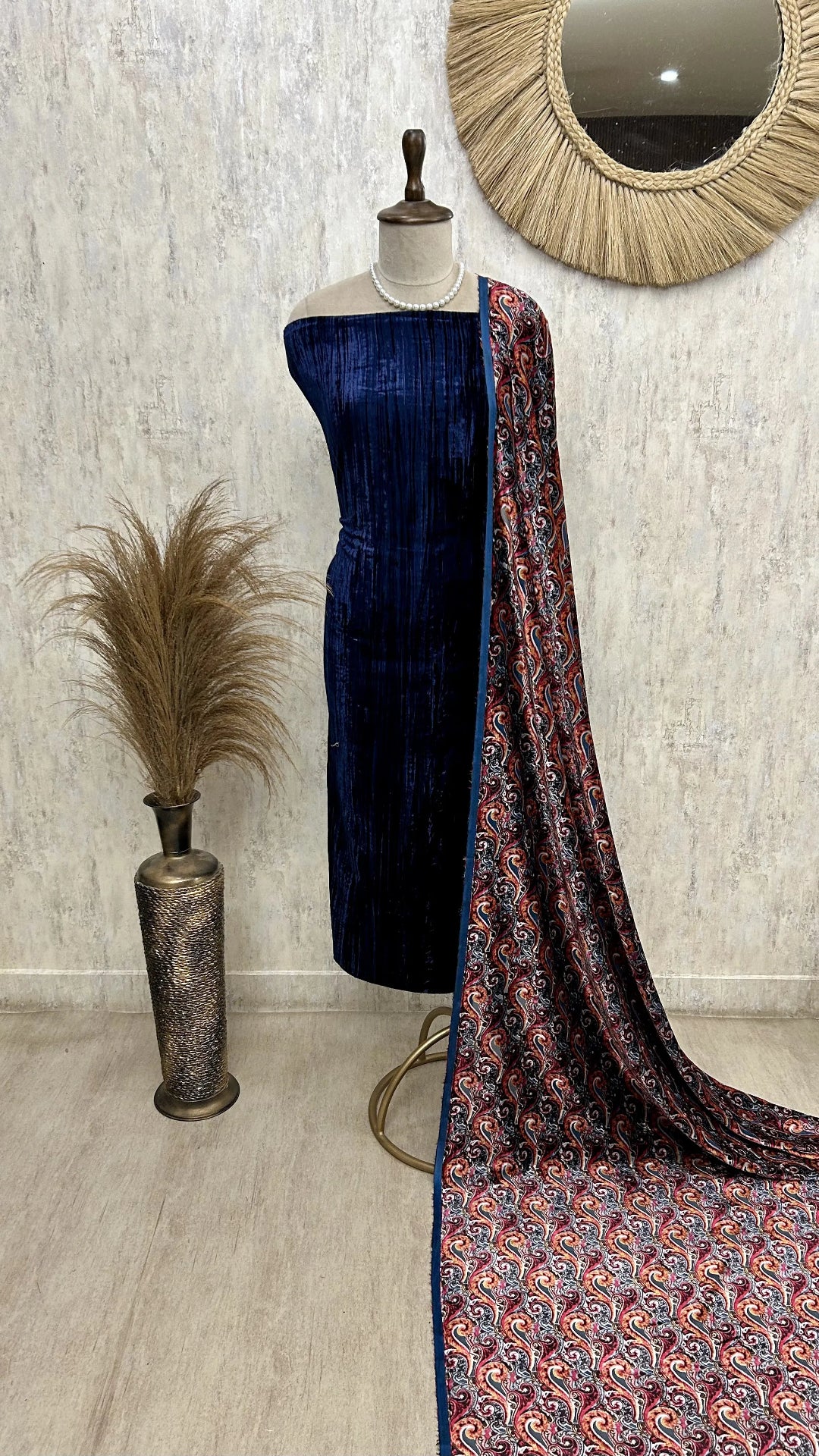 Brasso Velvet Unstitched Suit Set