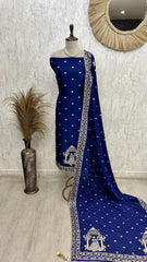 Karwa Chauth Special Dola Silk Unstitched Suit Set