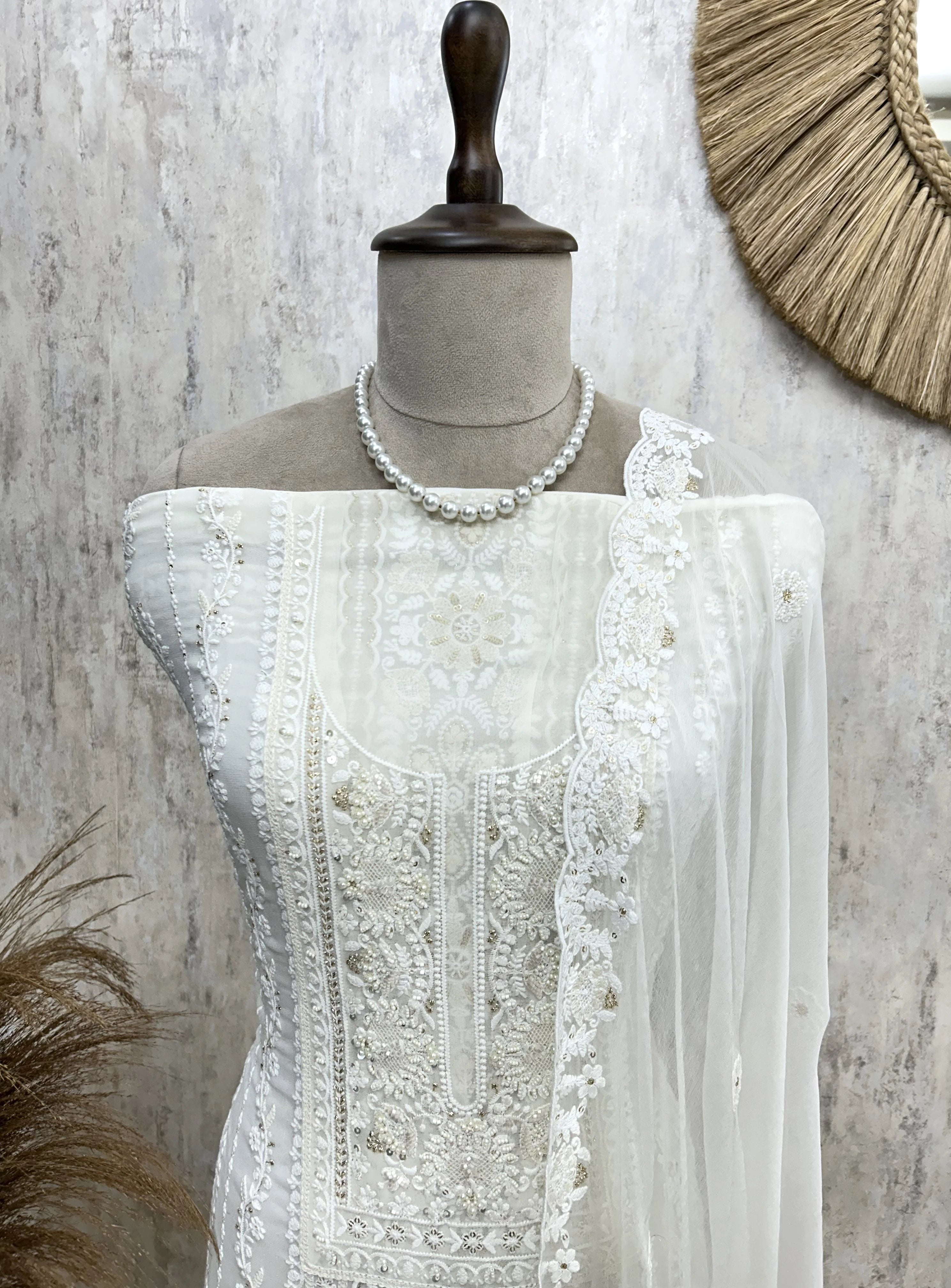 Lucknowi Georgette Unstitched Suit Set