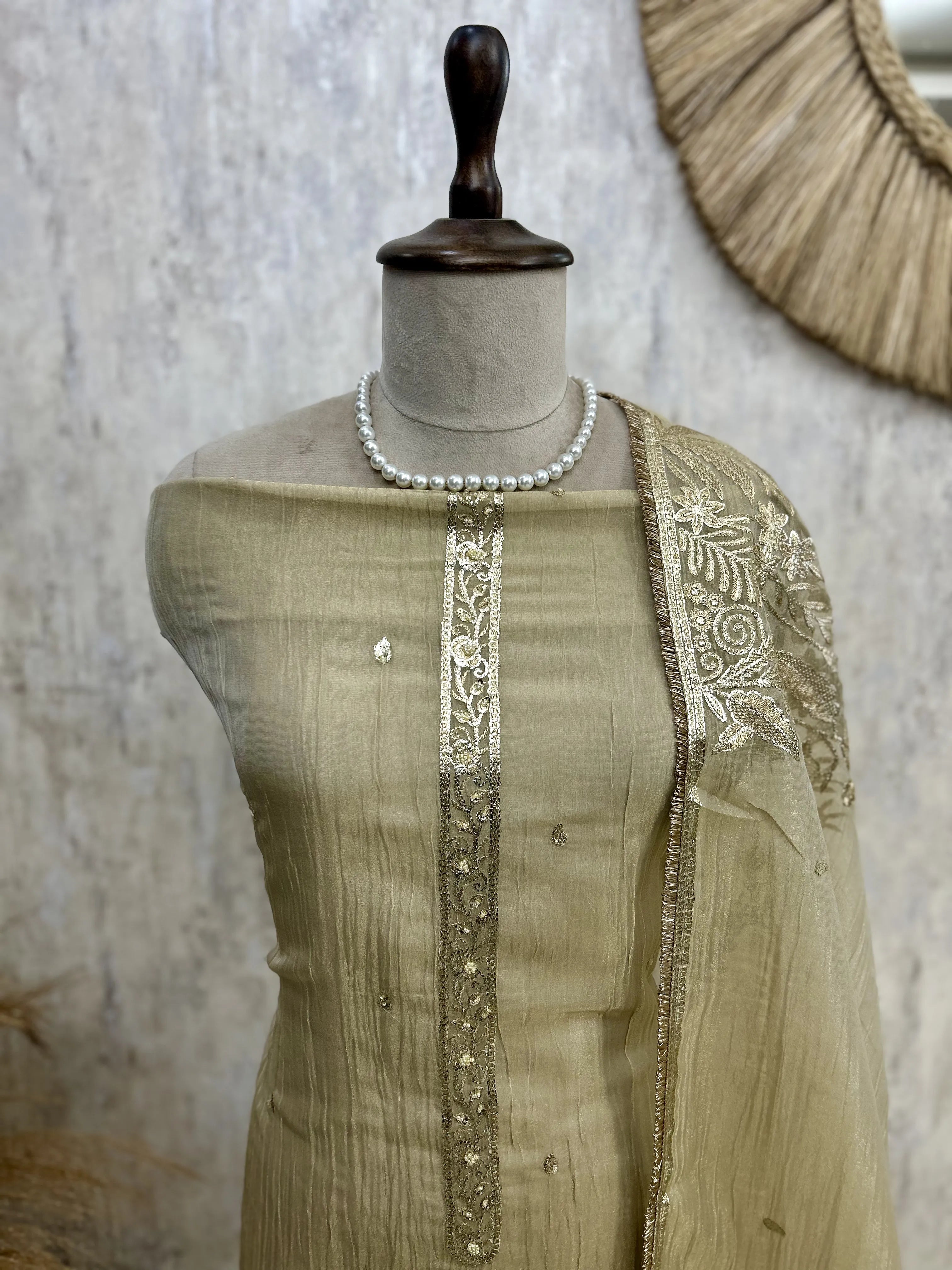 Crush Organza Unstitched suit set