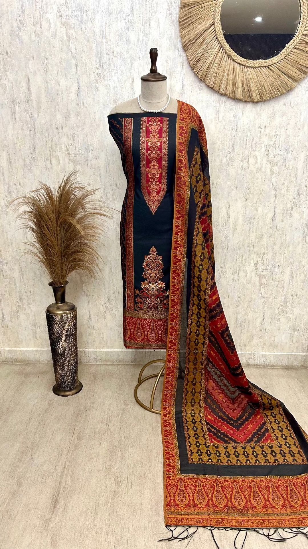 Cotton Silk Unstitched Suit Set Featuring Cotton Silk Dupatta