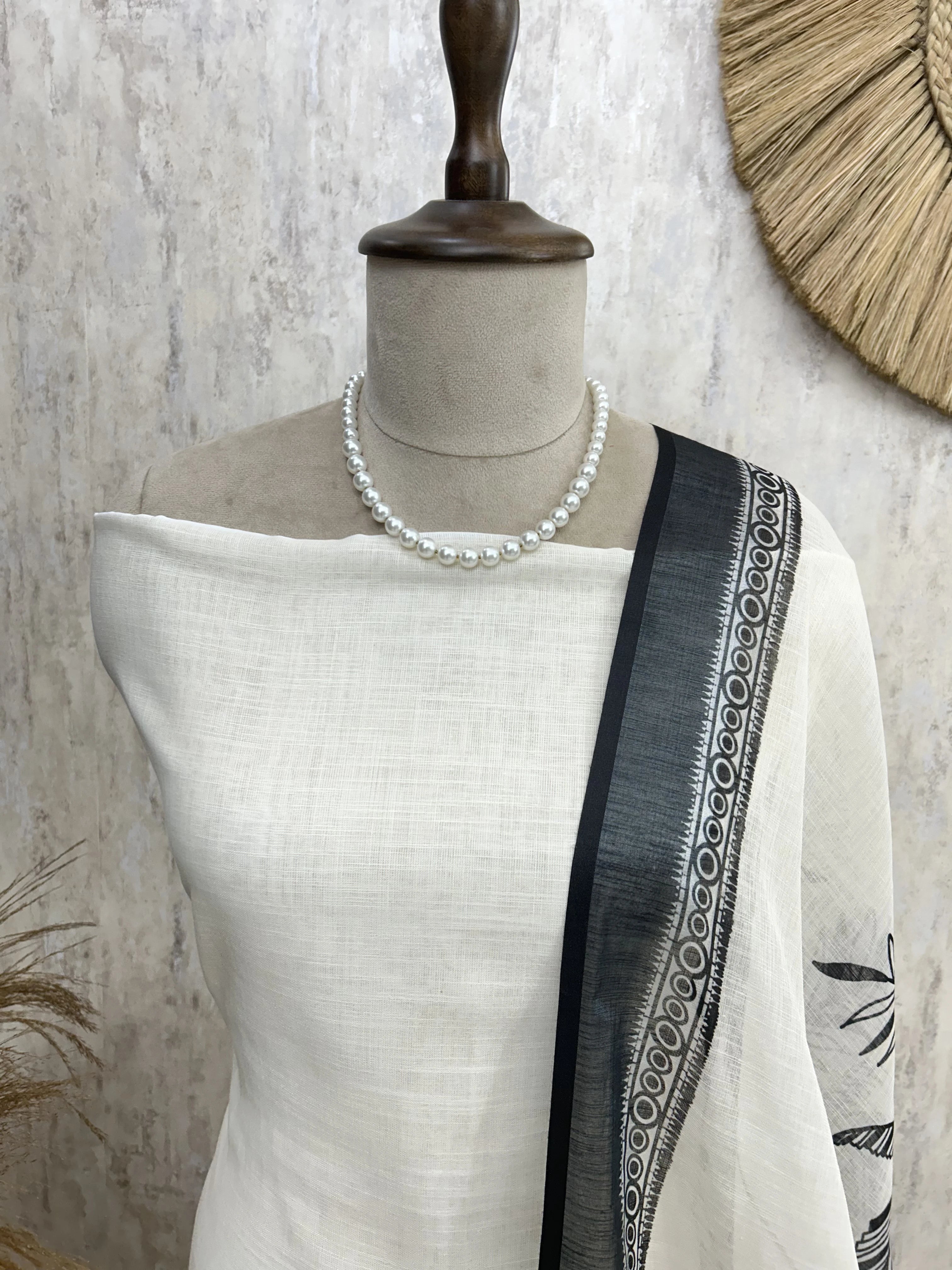 Digital Printed Jamdani Linen Unstitched Suit Set