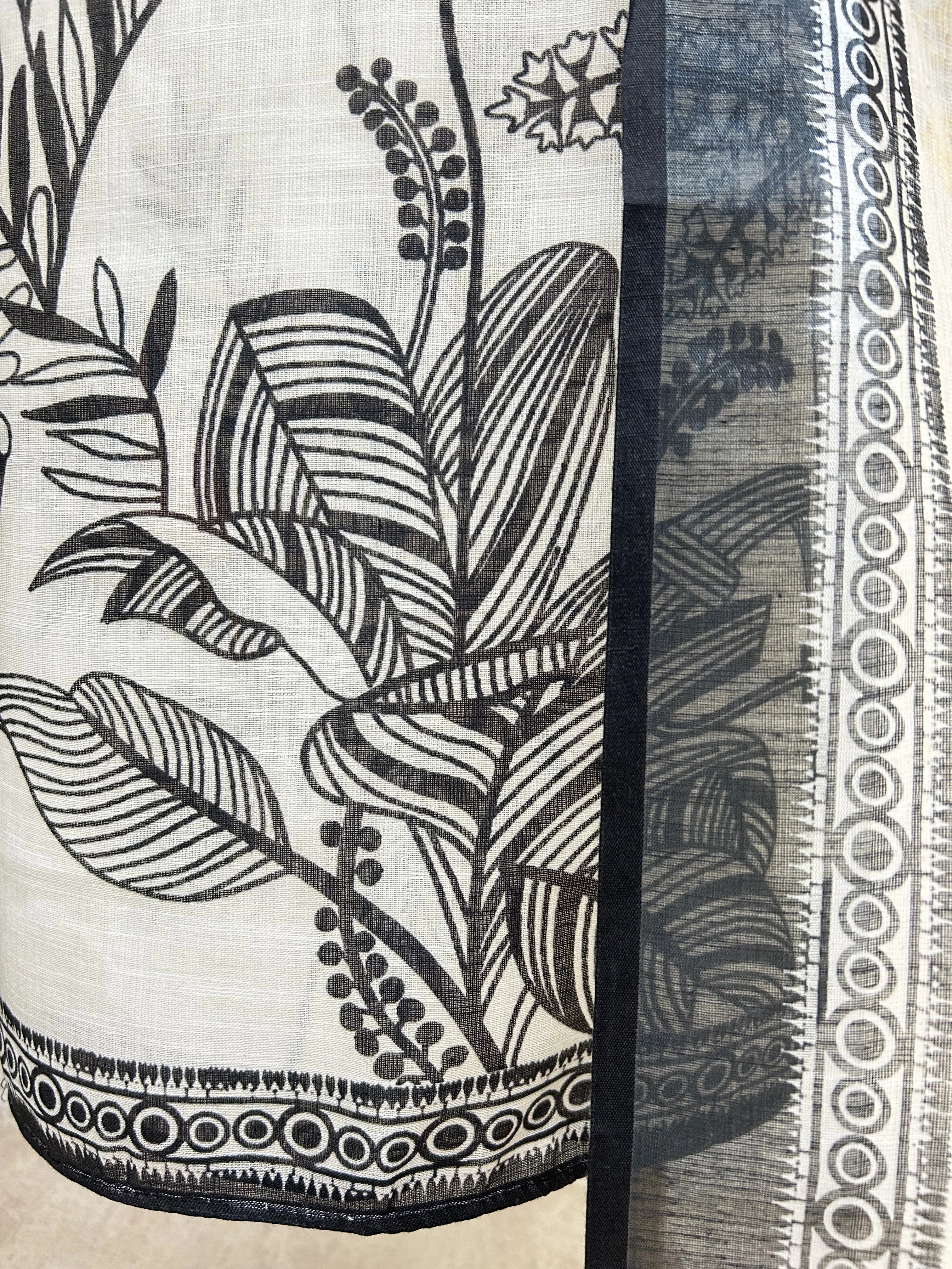 Digital Printed Jamdani Linen Unstitched Suit Set