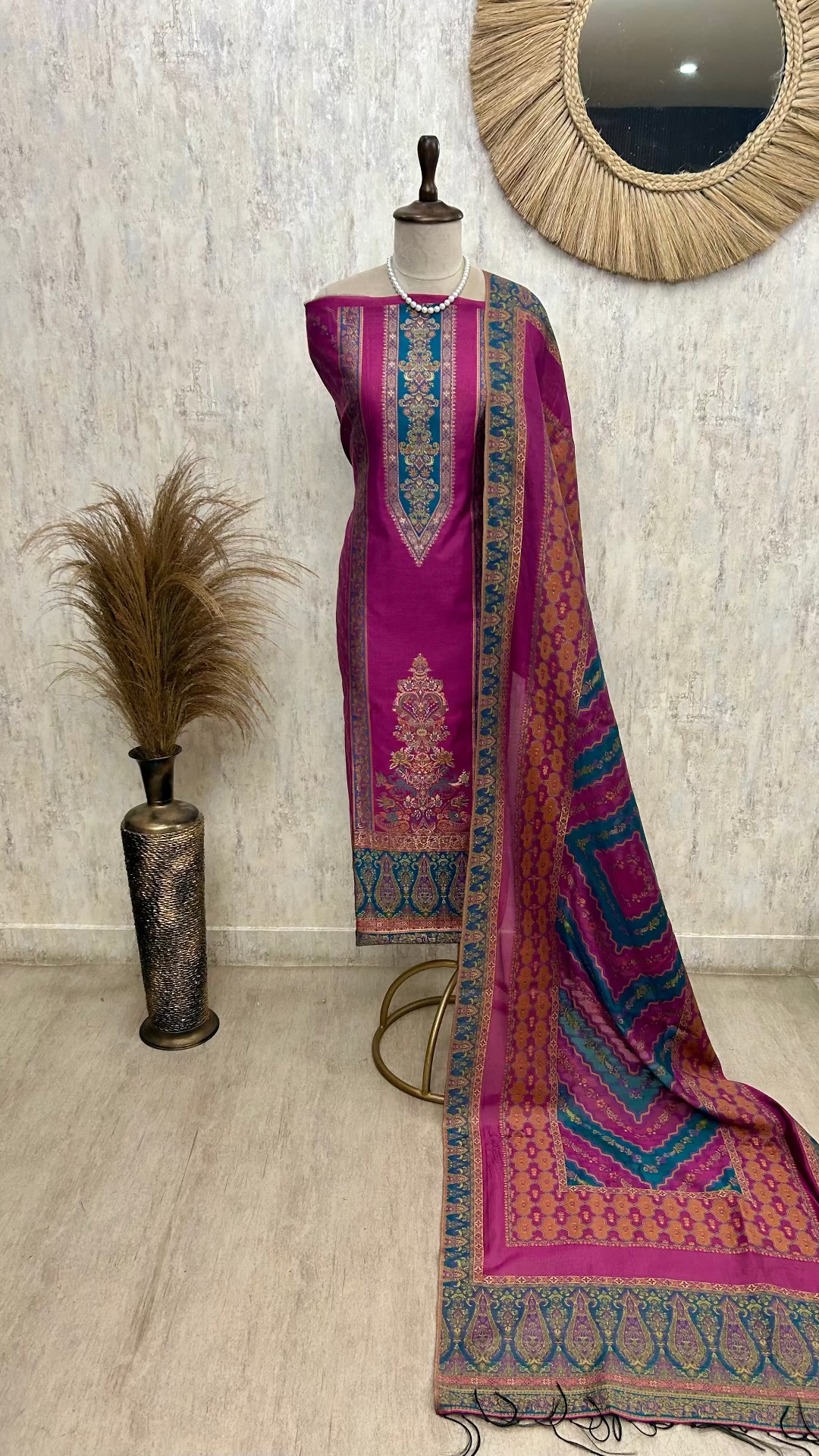 Cotton Silk Unstitched Suit Set Featuring Cotton Silk Dupatta