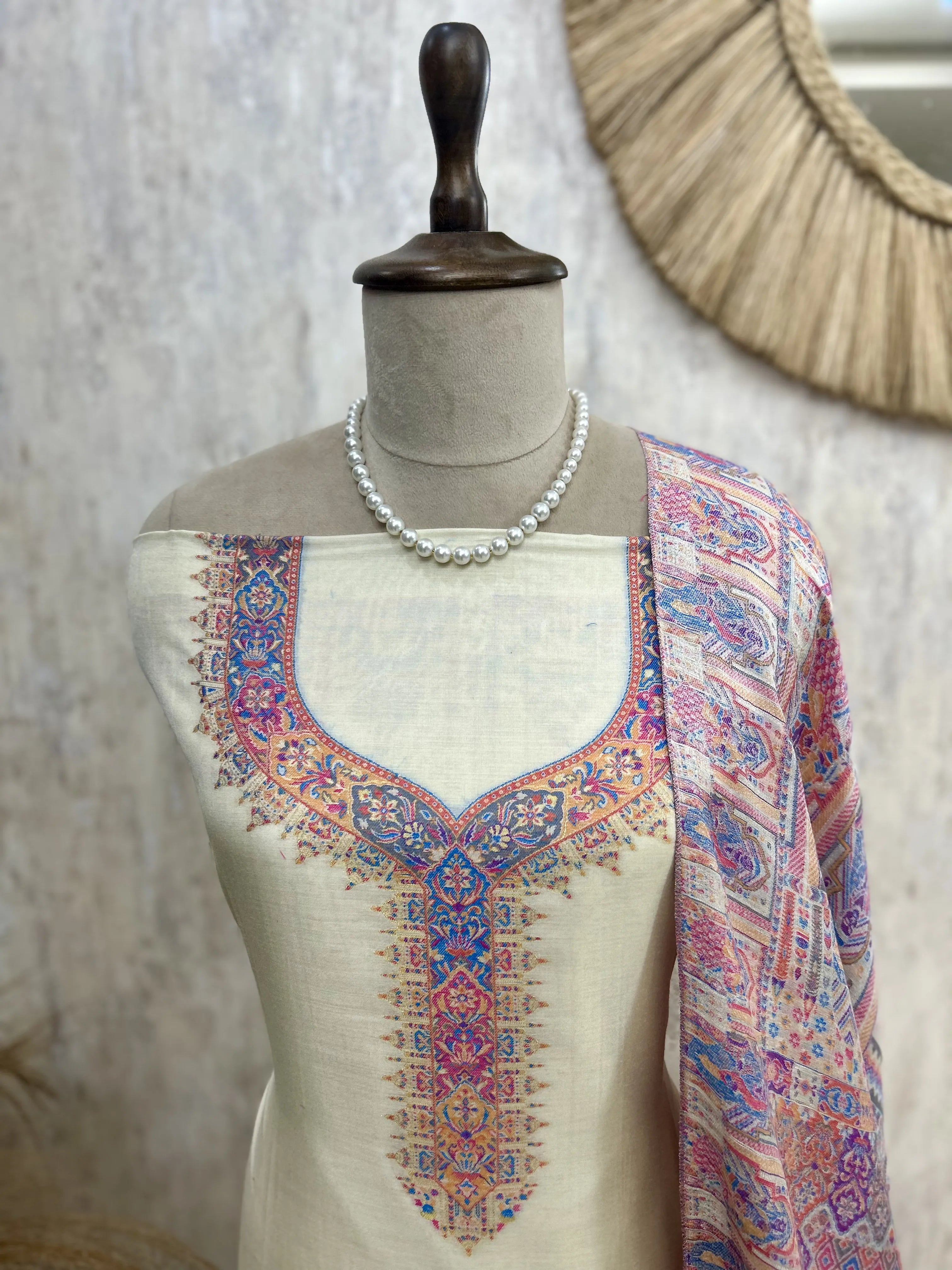 Kani Weaving Cotton Silk Unstitched Suit