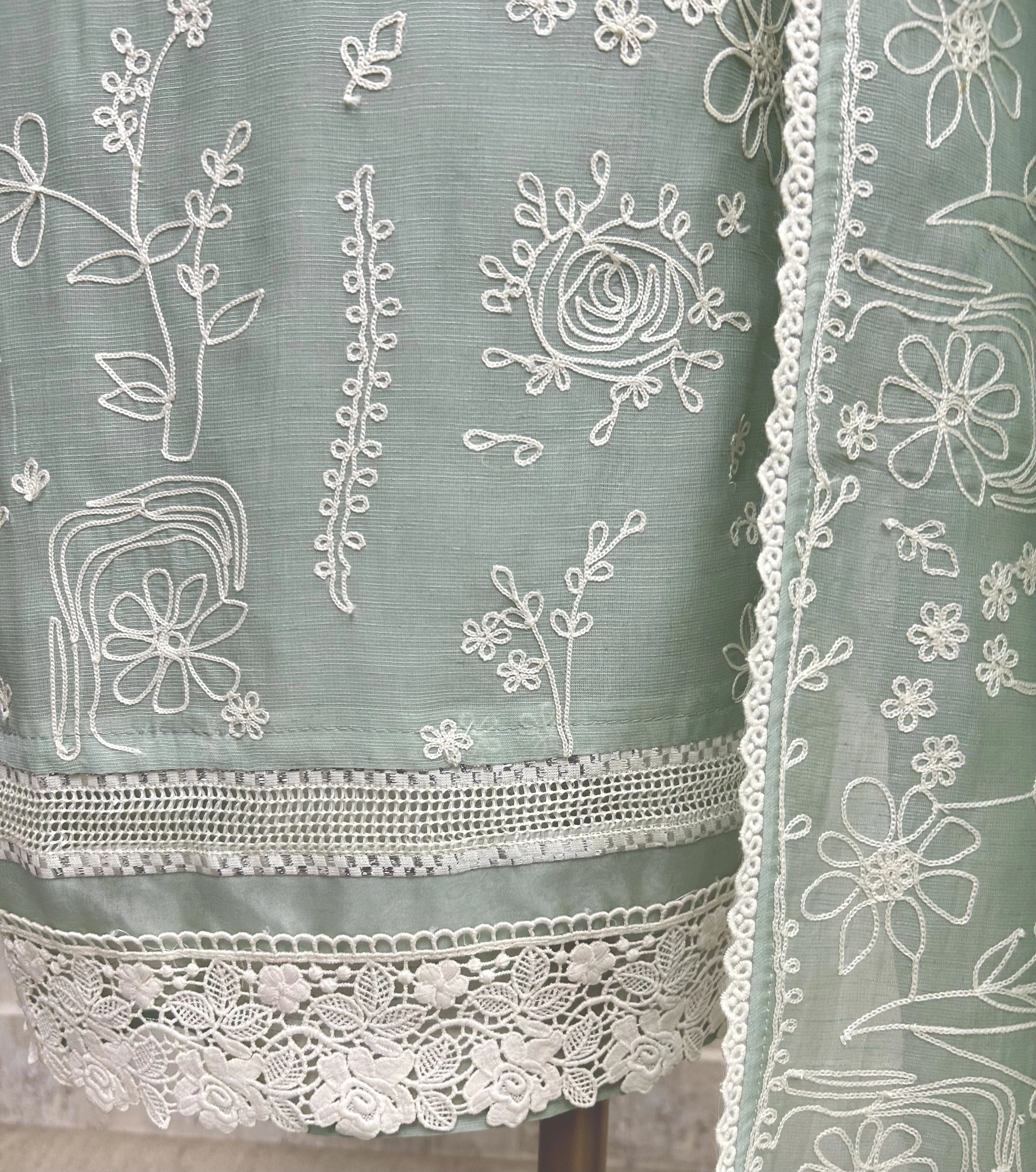 Thread Work Linen Unstitched Suit Set