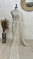 Thread Work Linen Unstitched Suit Set