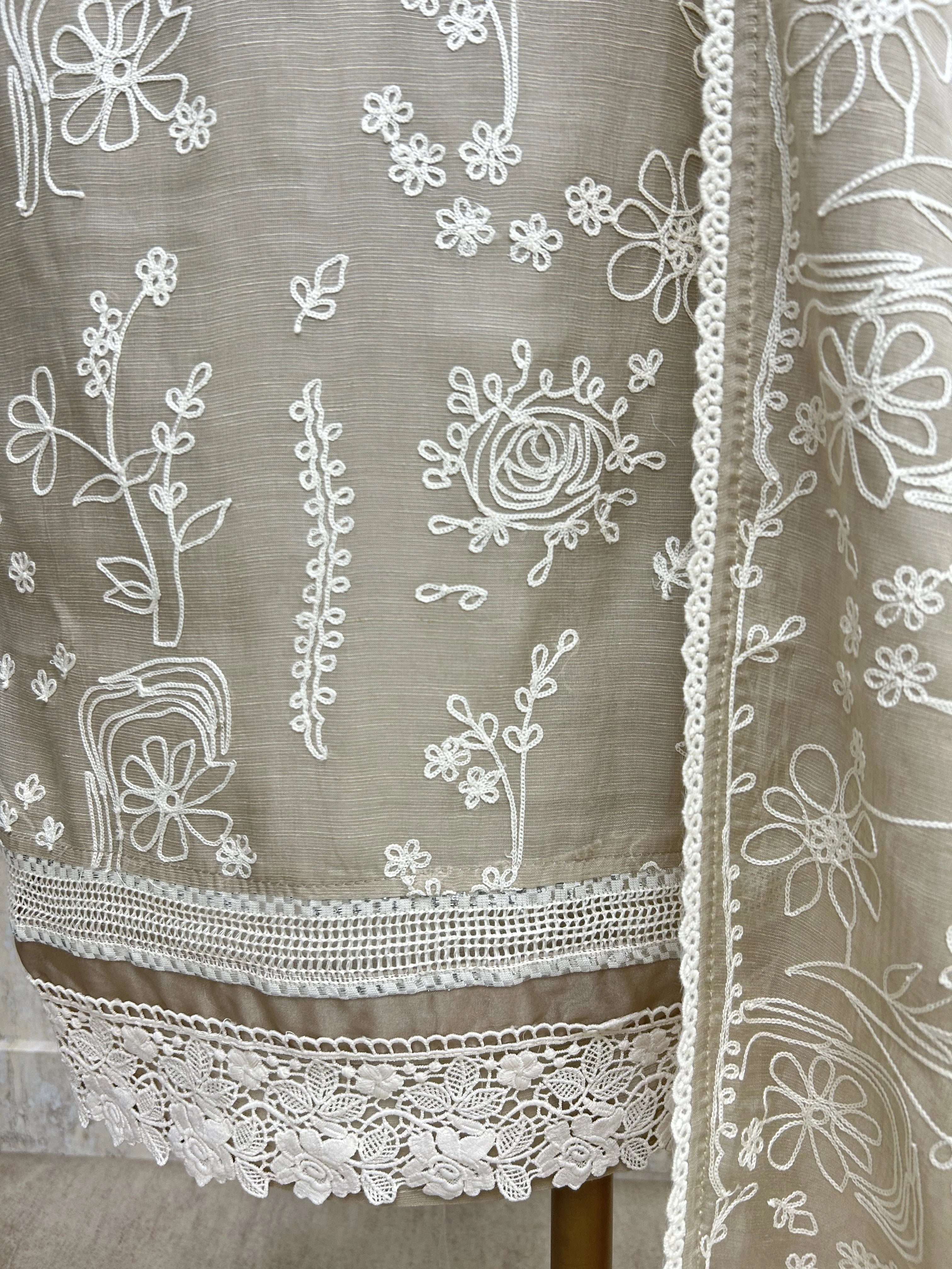 Thread Work Linen Unstitched Suit Set