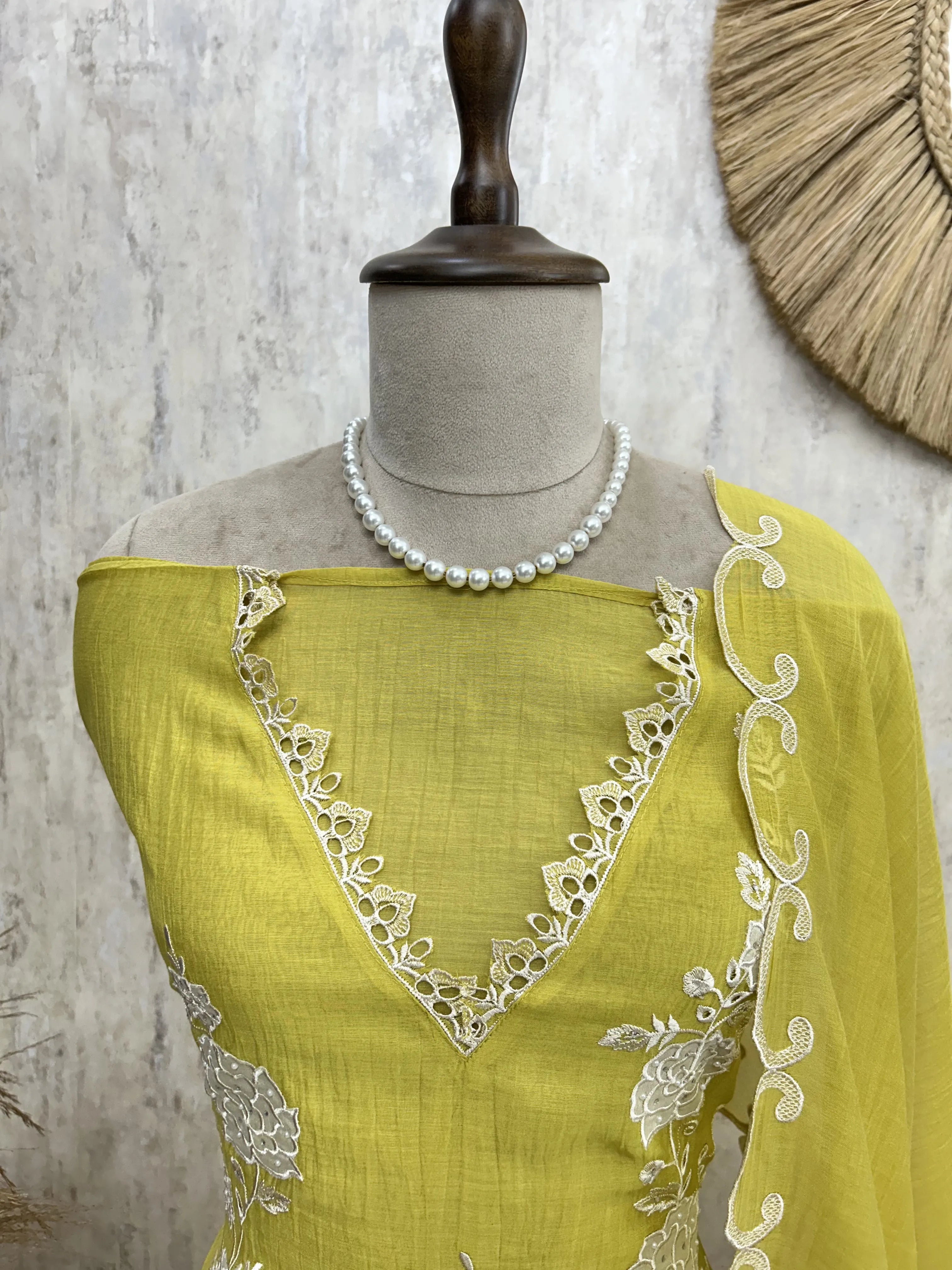 Pure Mul Chanderi unstitched suit set