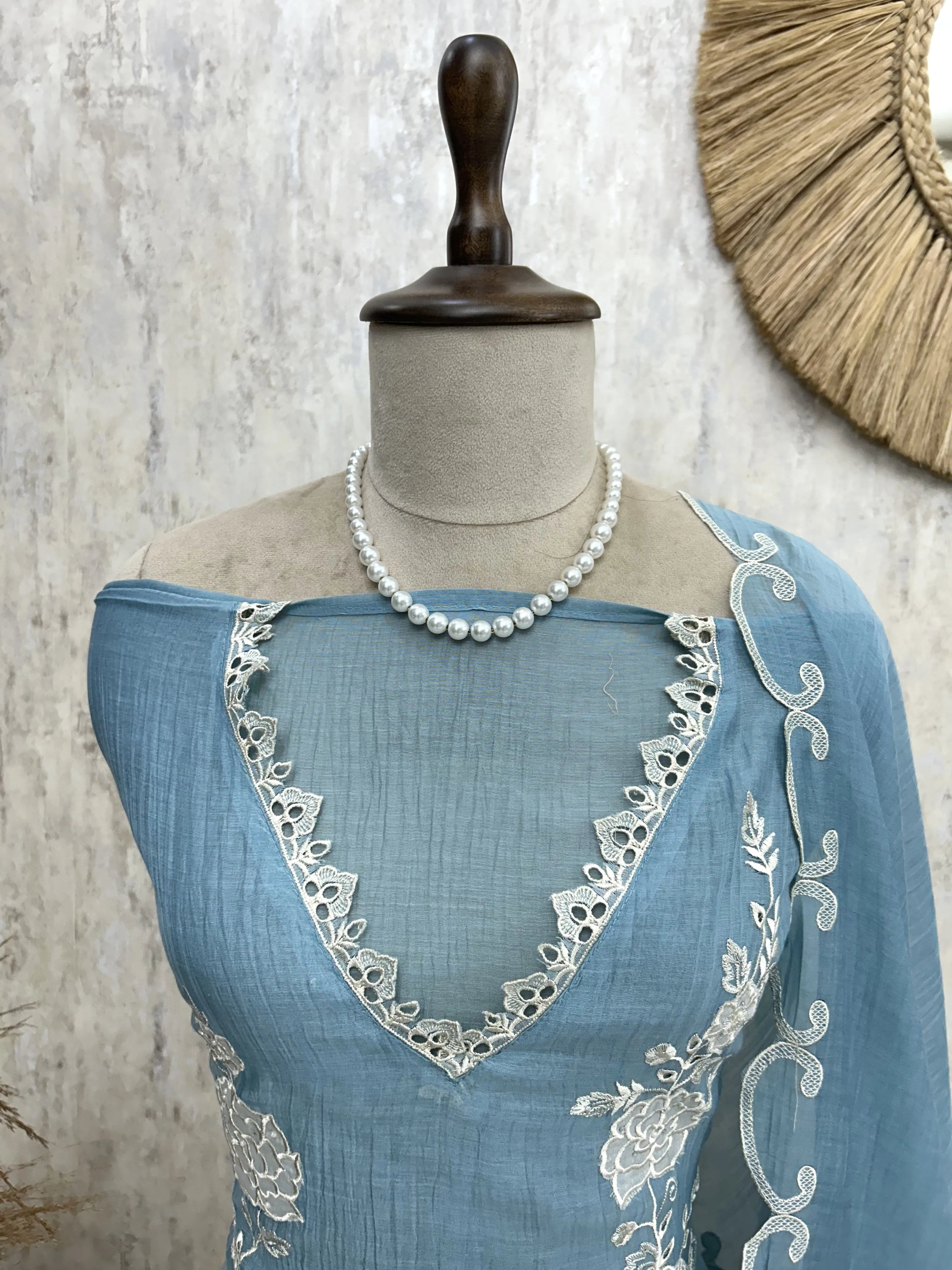 Pure Mul Chanderi unstitched suit set