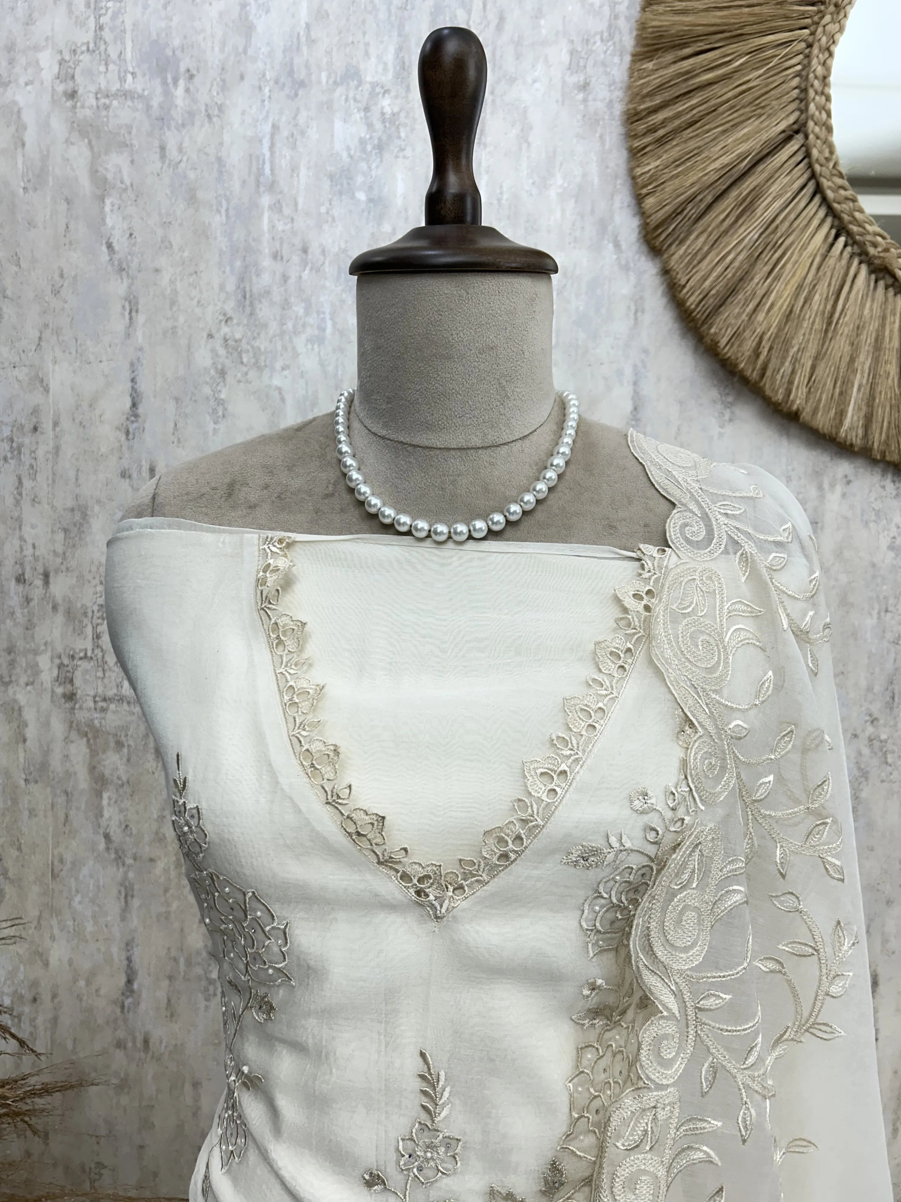 Pure Mul Chanderi unstitched suit set