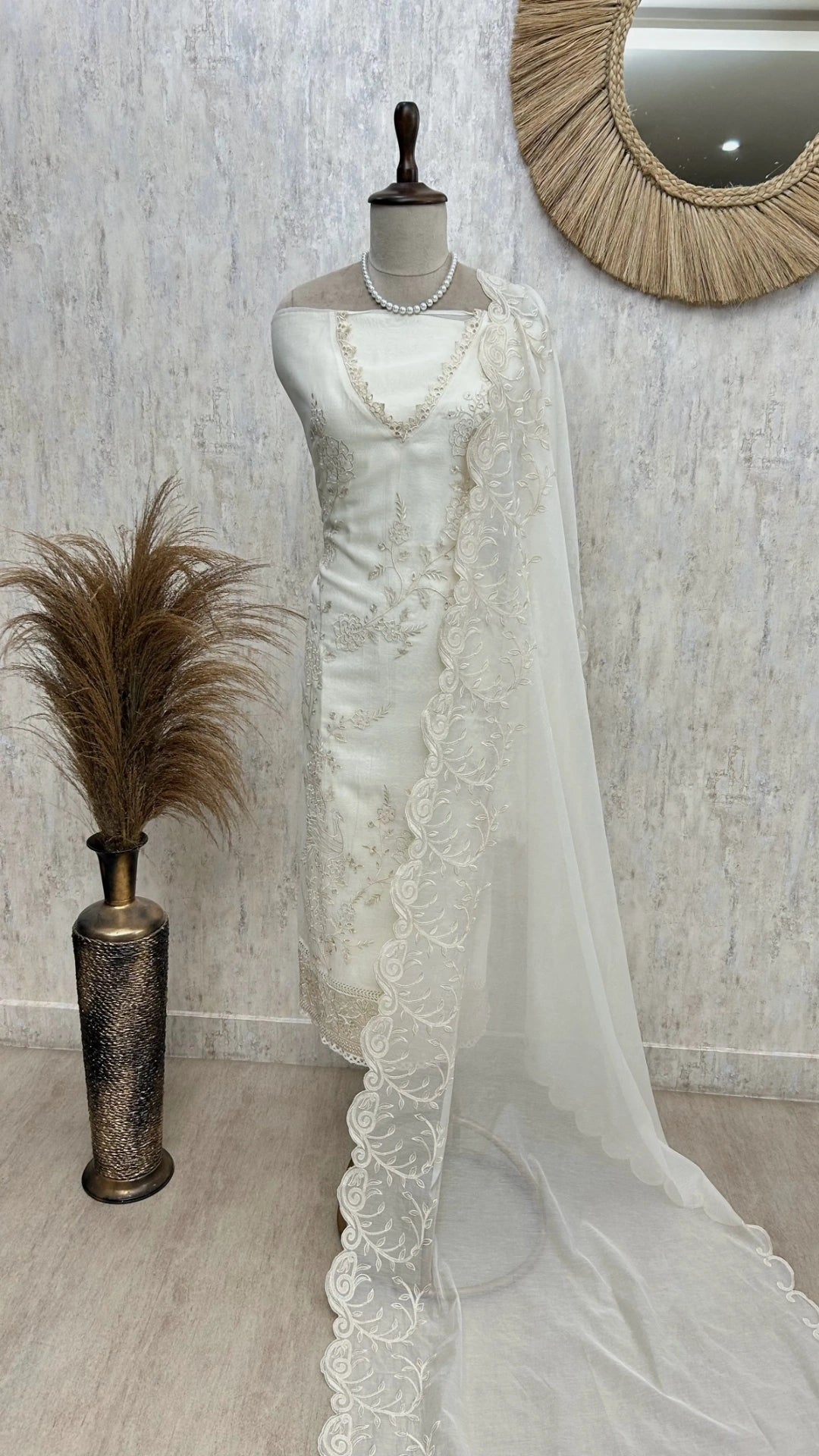 Pure Mul Chanderi unstitched suit set