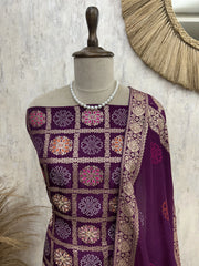 Dola silk unstitched suit set