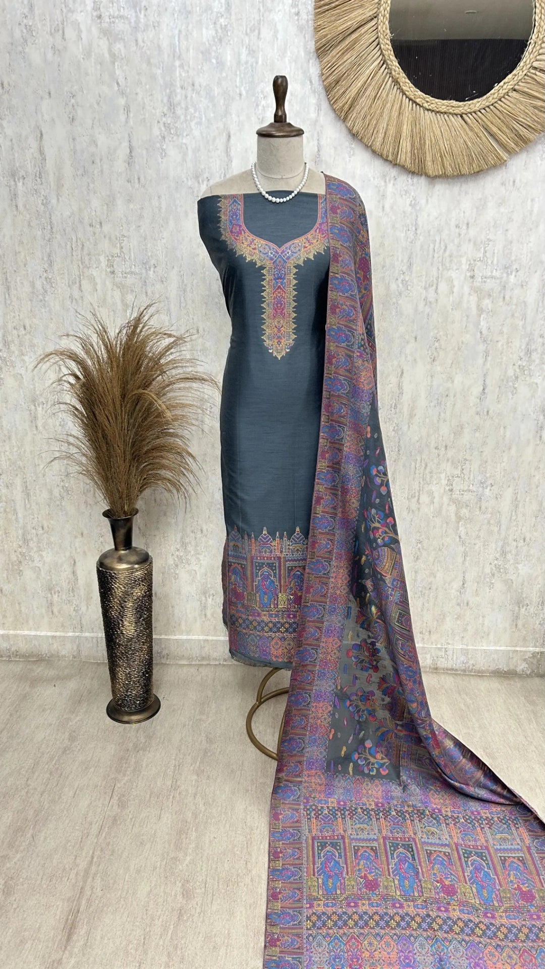 Kani Weaving Cotton Silk Unstitched Suit