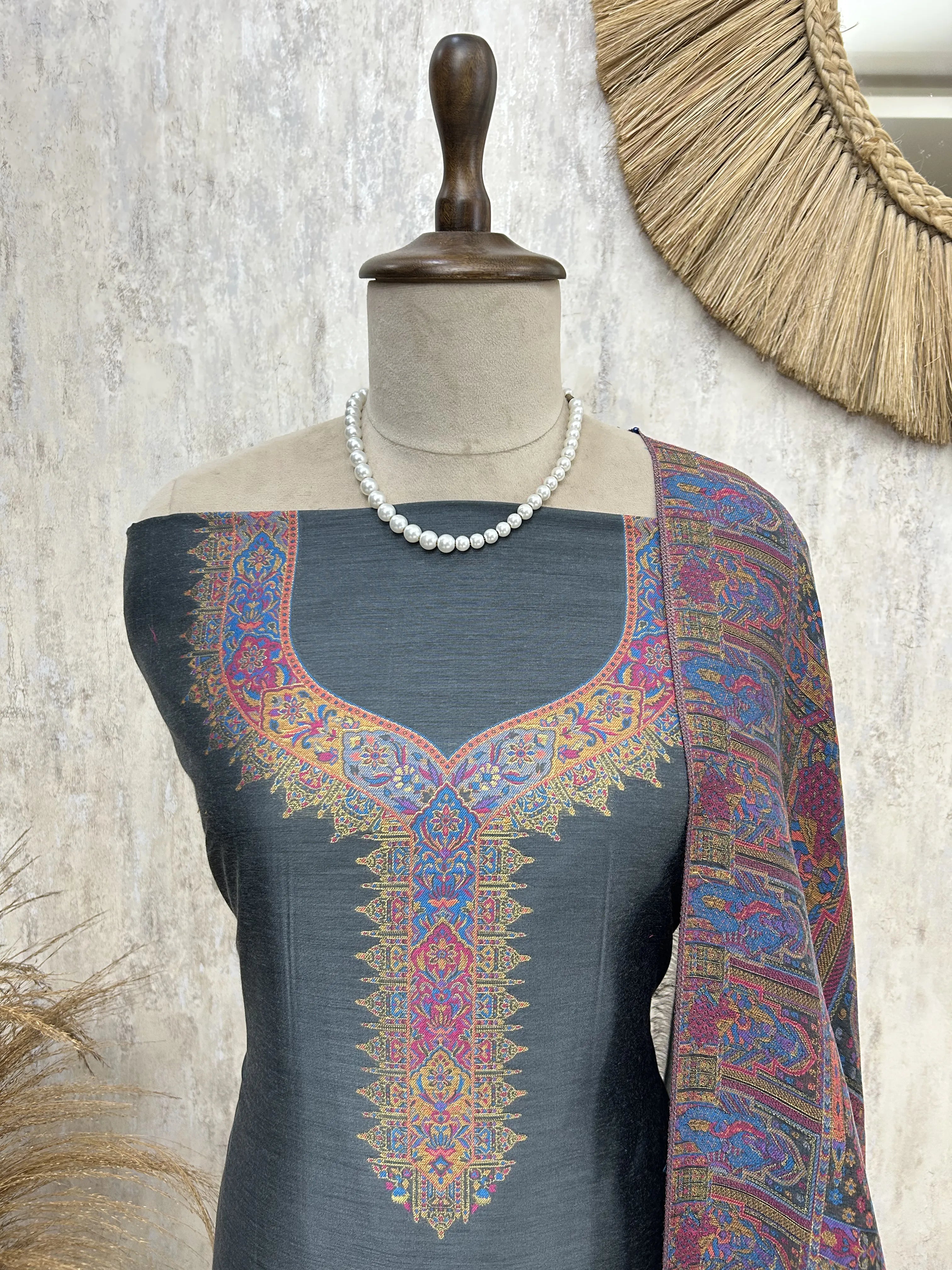 Kani Weaving Cotton Silk Unstitched Suit