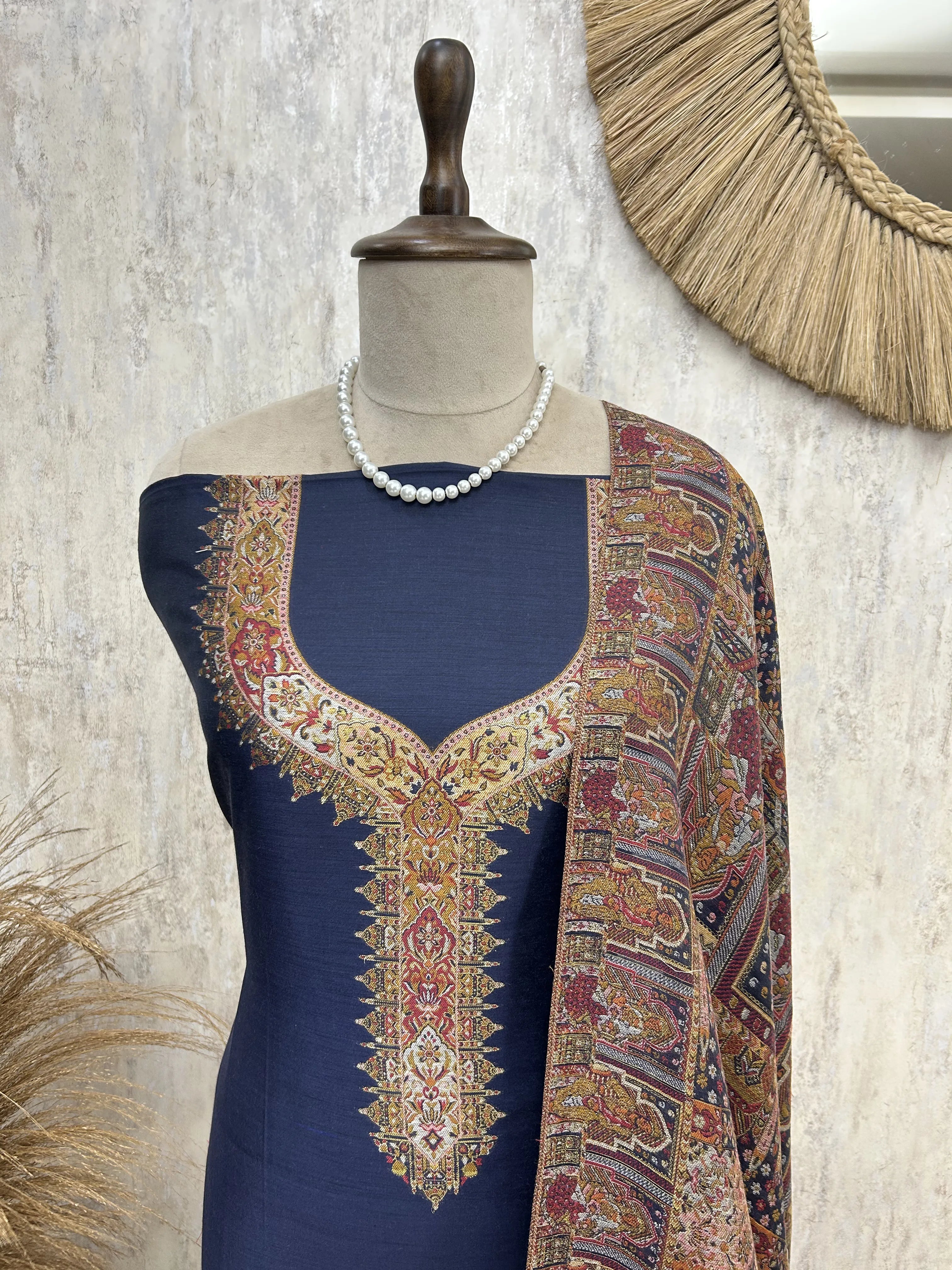 Kani Weaving Cotton Silk Unstitched Suit