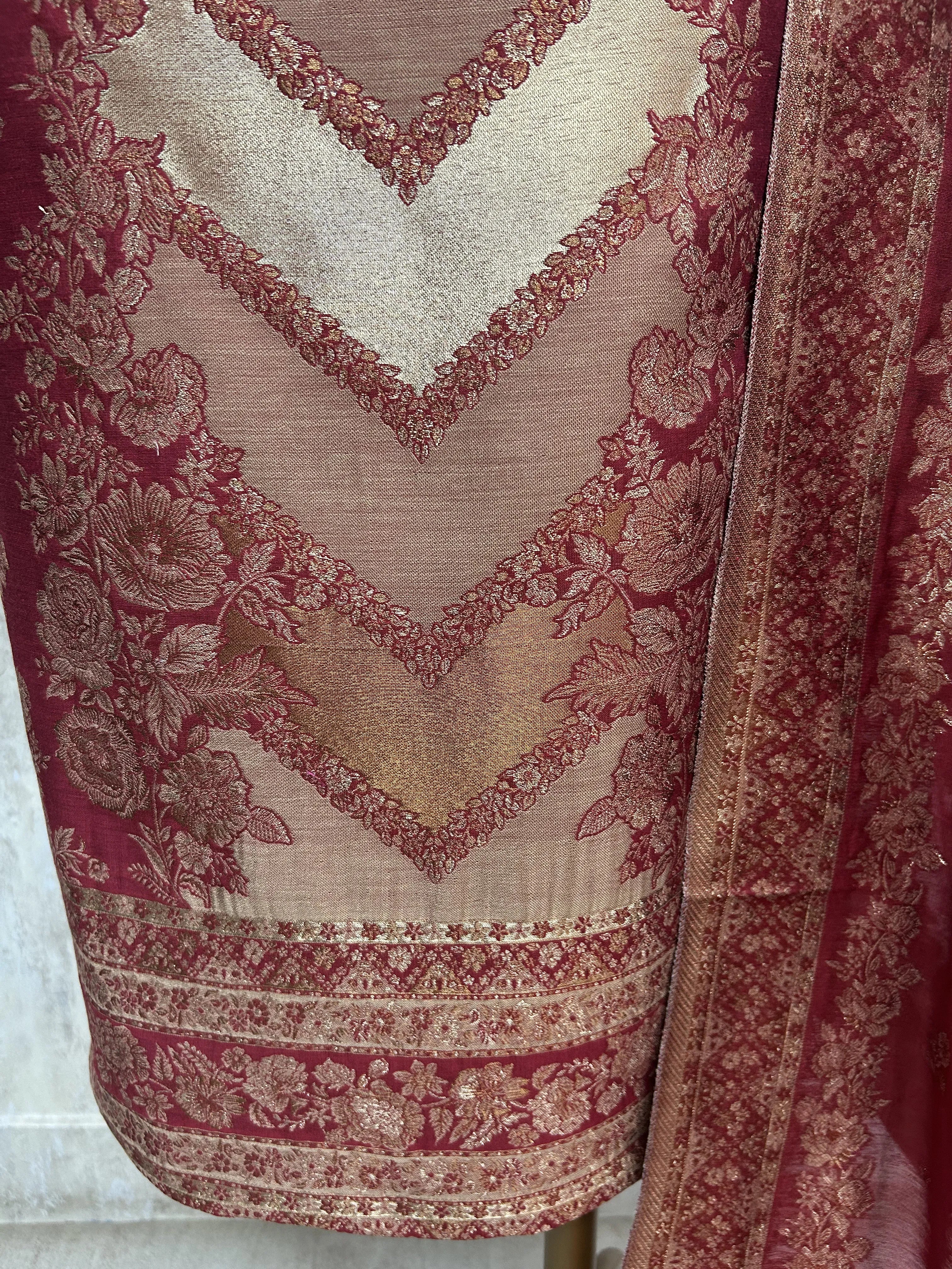 Luxury pure silk unstitched suit set