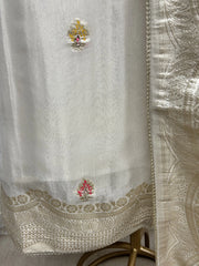 Ivory Elegant Tissue Unstitched Suit Set