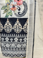 Printed Jamdani Linen Unstitched Suit Set