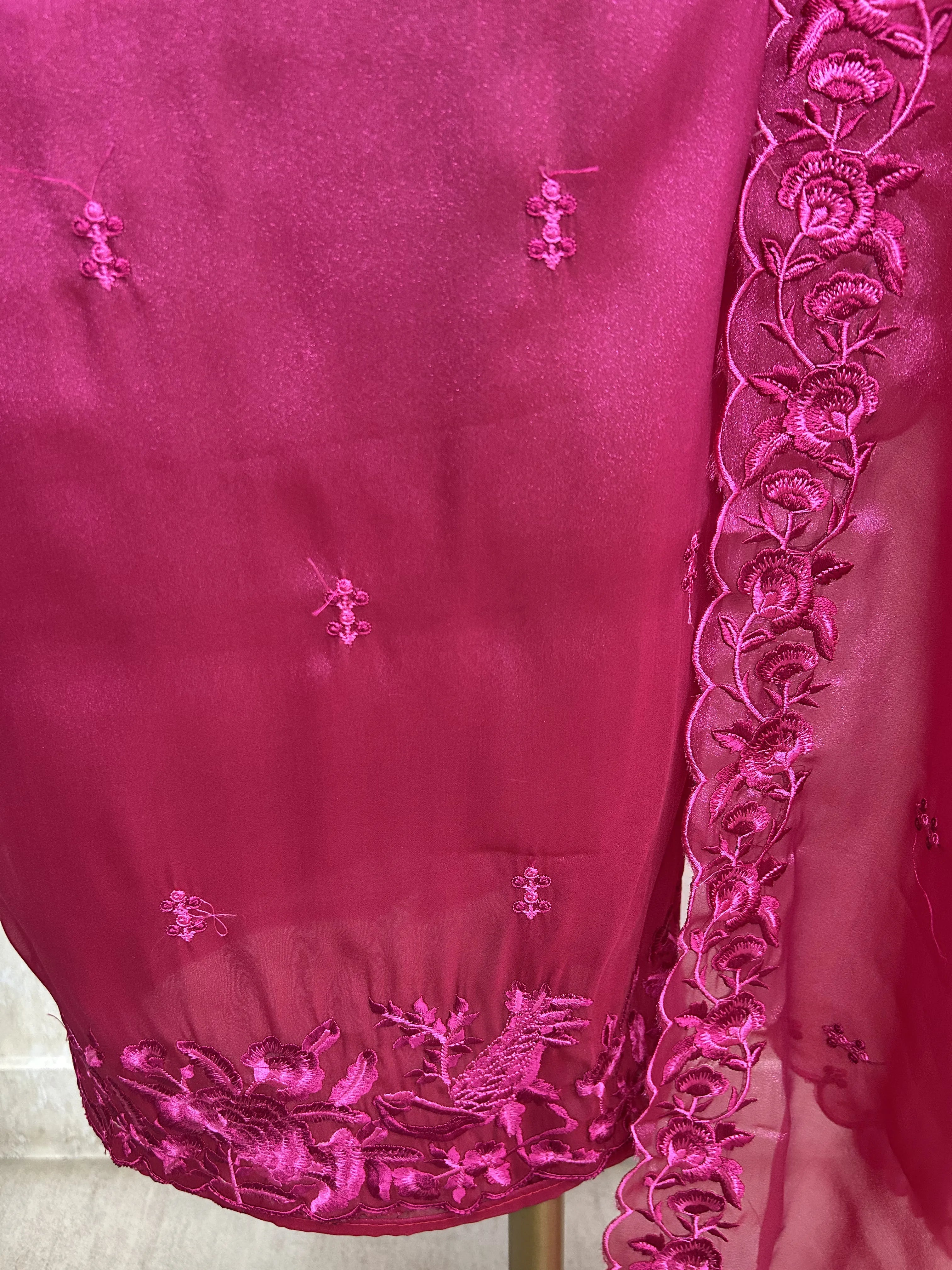 Bird motif Organza Unstitched suit set