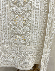 Georgette Unstitched Suit Set With Pearl Work