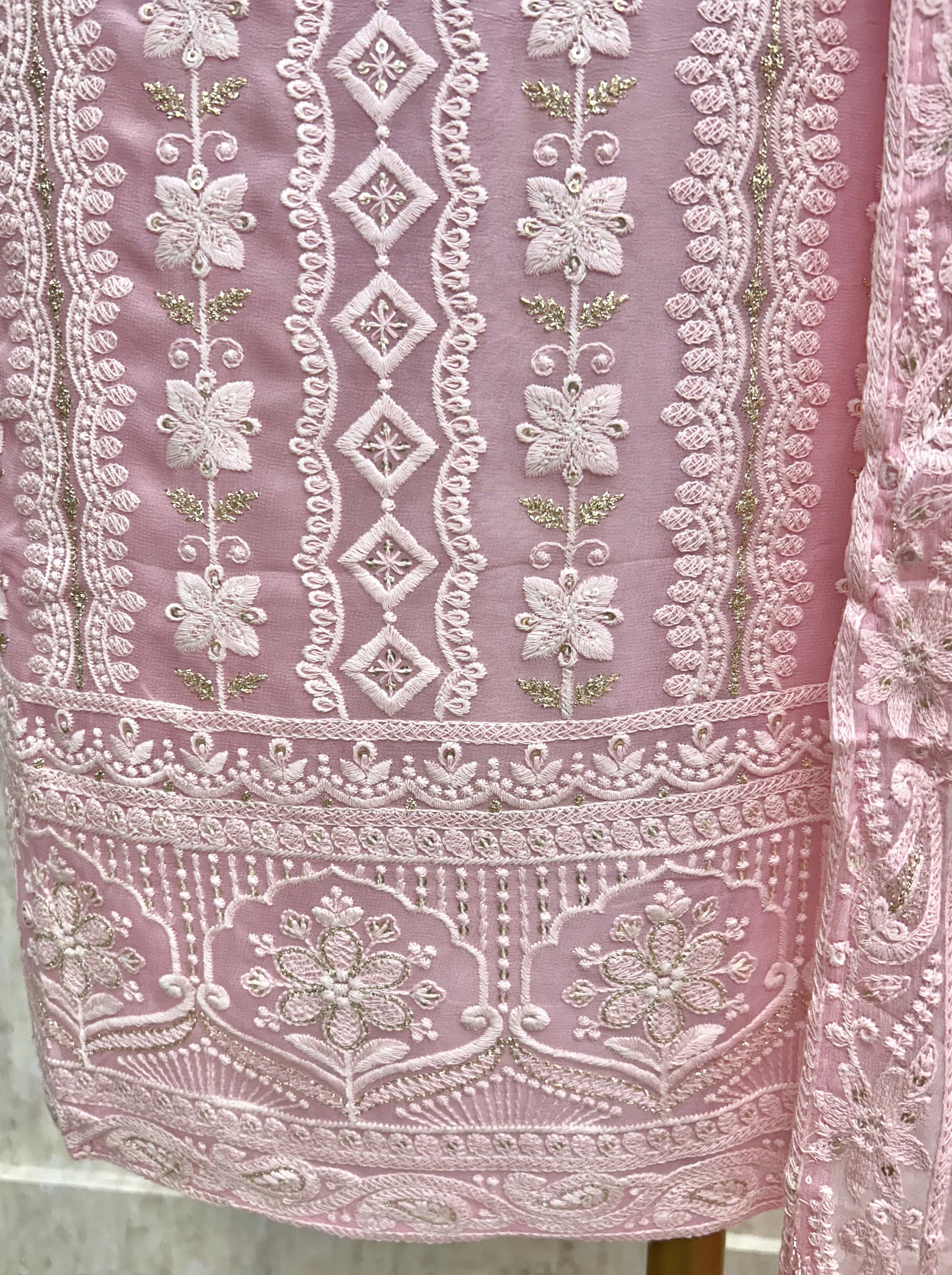 Lucknowi Georgette Unstitched Suit Set