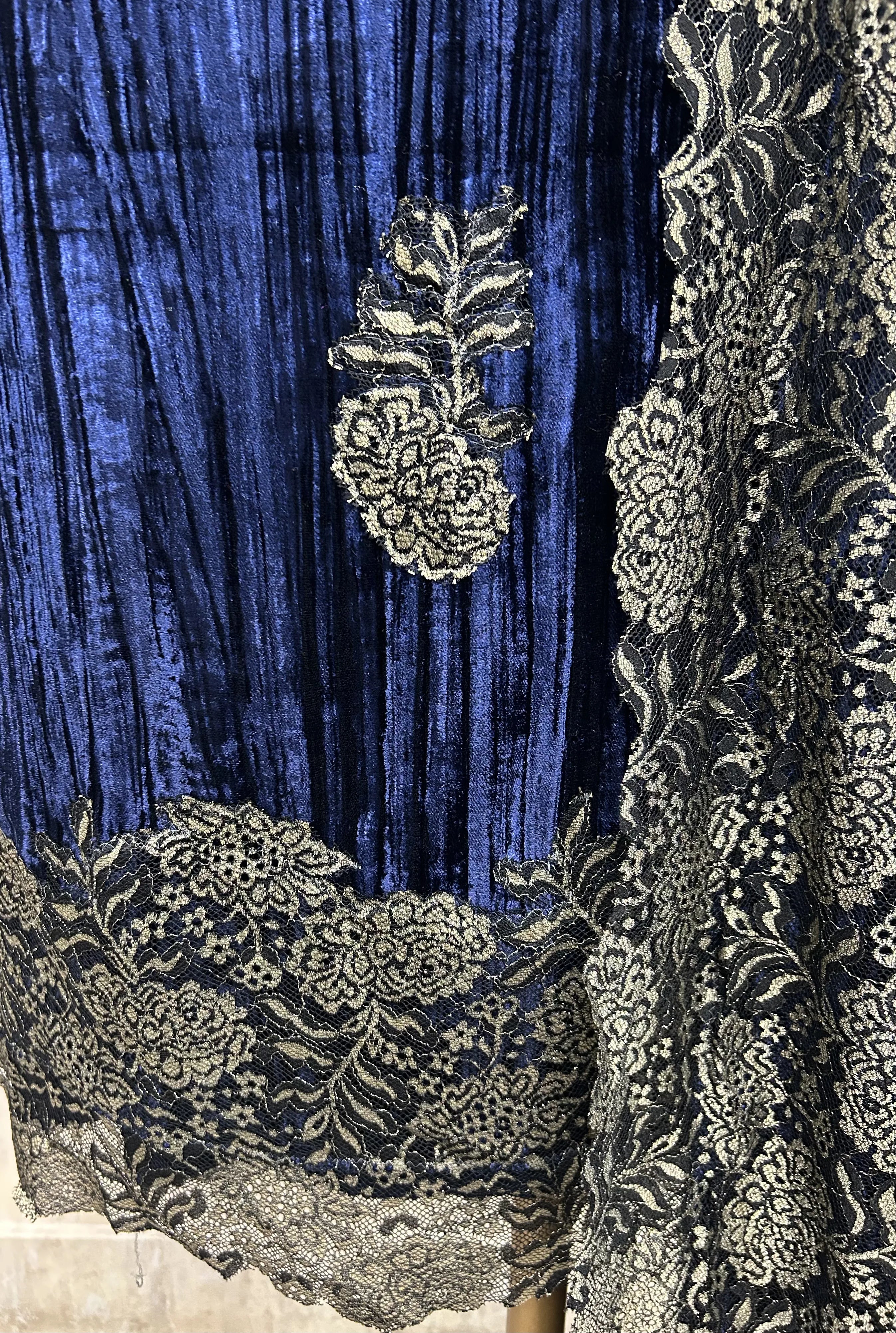 Velvet Unstitched Suit with Chantilly Lace