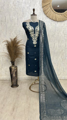 Mul Chanderi Unstitched Suit