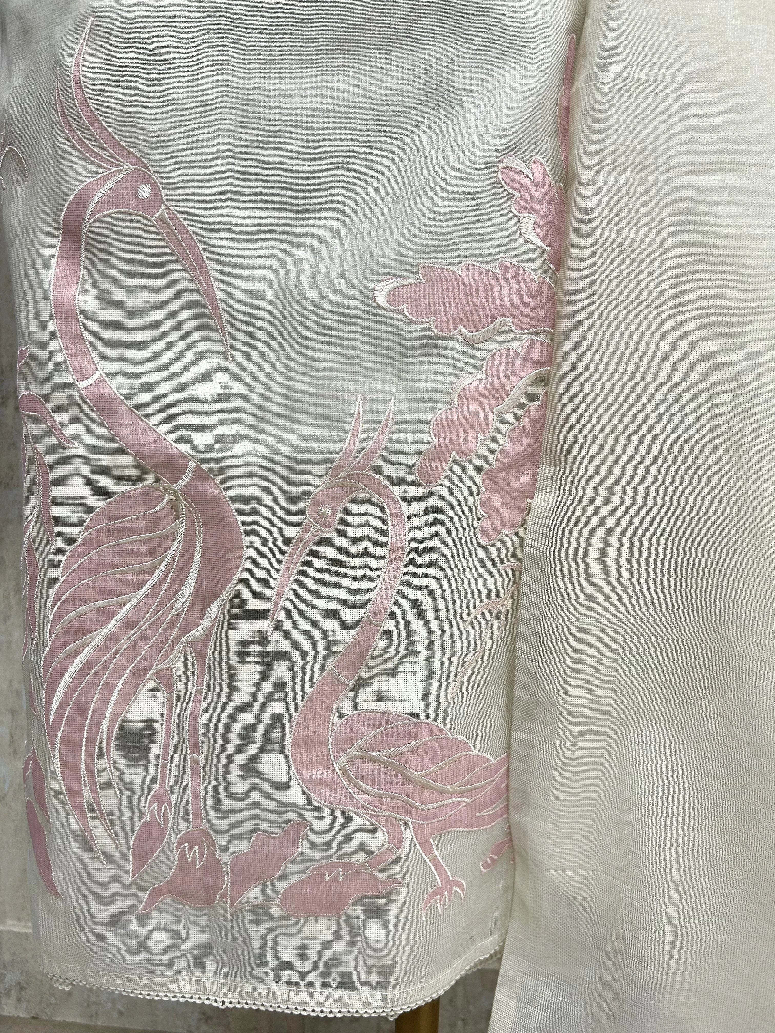 Applique Work Linen Tissue Unstitched Suit Set