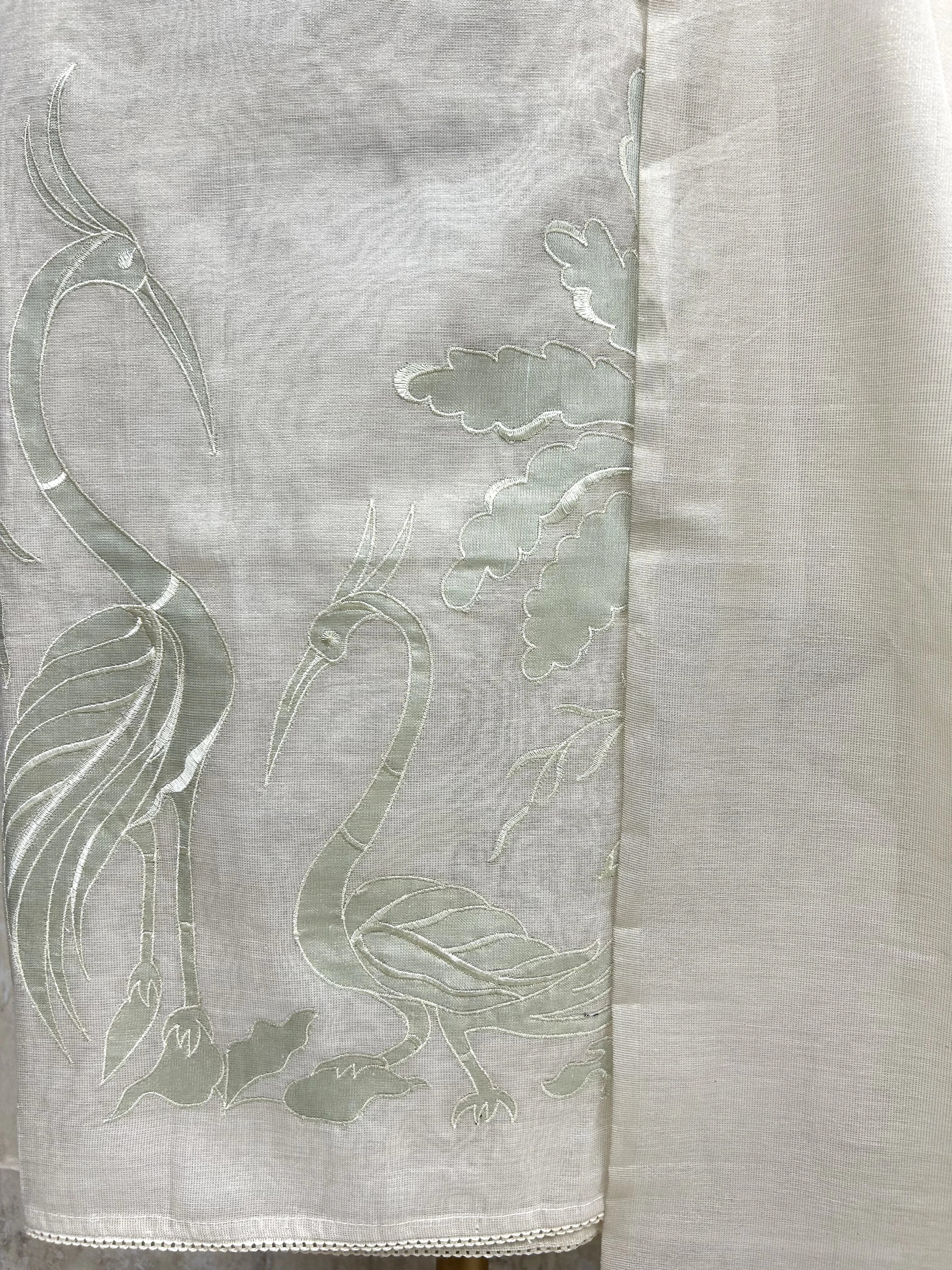 Applique Work Linen Tissue Unstitched Suit Set