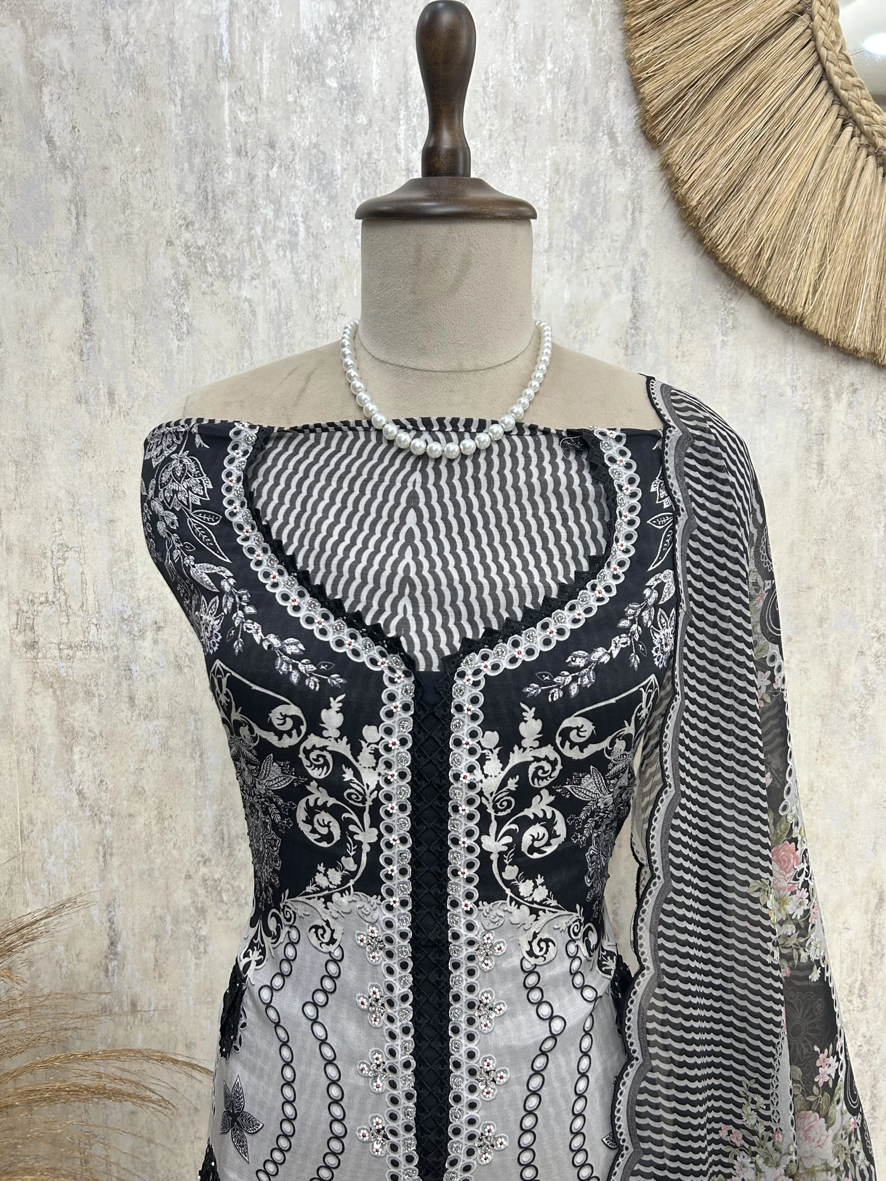 Embroidered Muslin Unstitched Suit Set