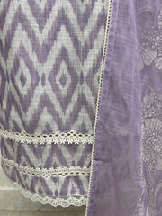 Symmetric Print Linen Unstitched Suit Set