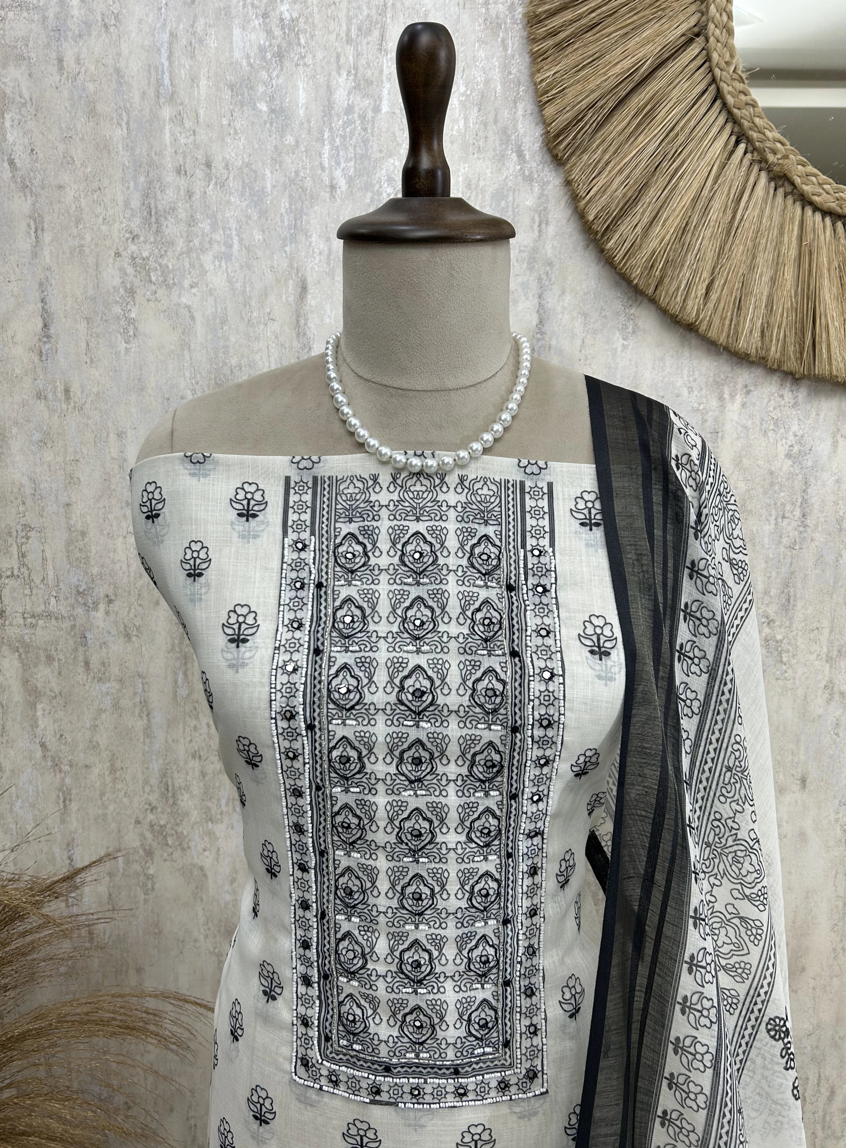 Printed Semi-Linen Unstitched Suit Set