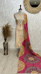 Intricate Hand Work Crush Tissue Unstitched Suit Set