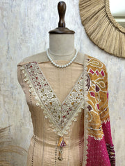 Intricate Hand Work Crush Tissue Unstitched Suit Set