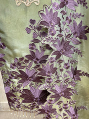 Tissue Unstitched Suit Set With Tissue Dupatta