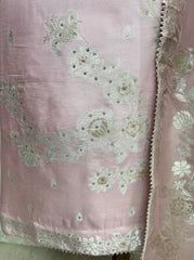 Tissue Unstitched Suit Set With Butterfly Motifs