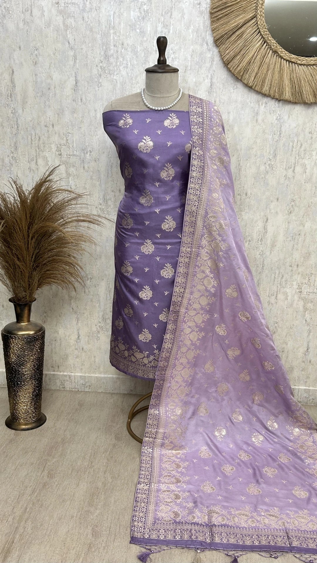 Banarasi Silk Unstitched Suit Set