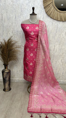 Banarasi Silk Unstitched Suit Set