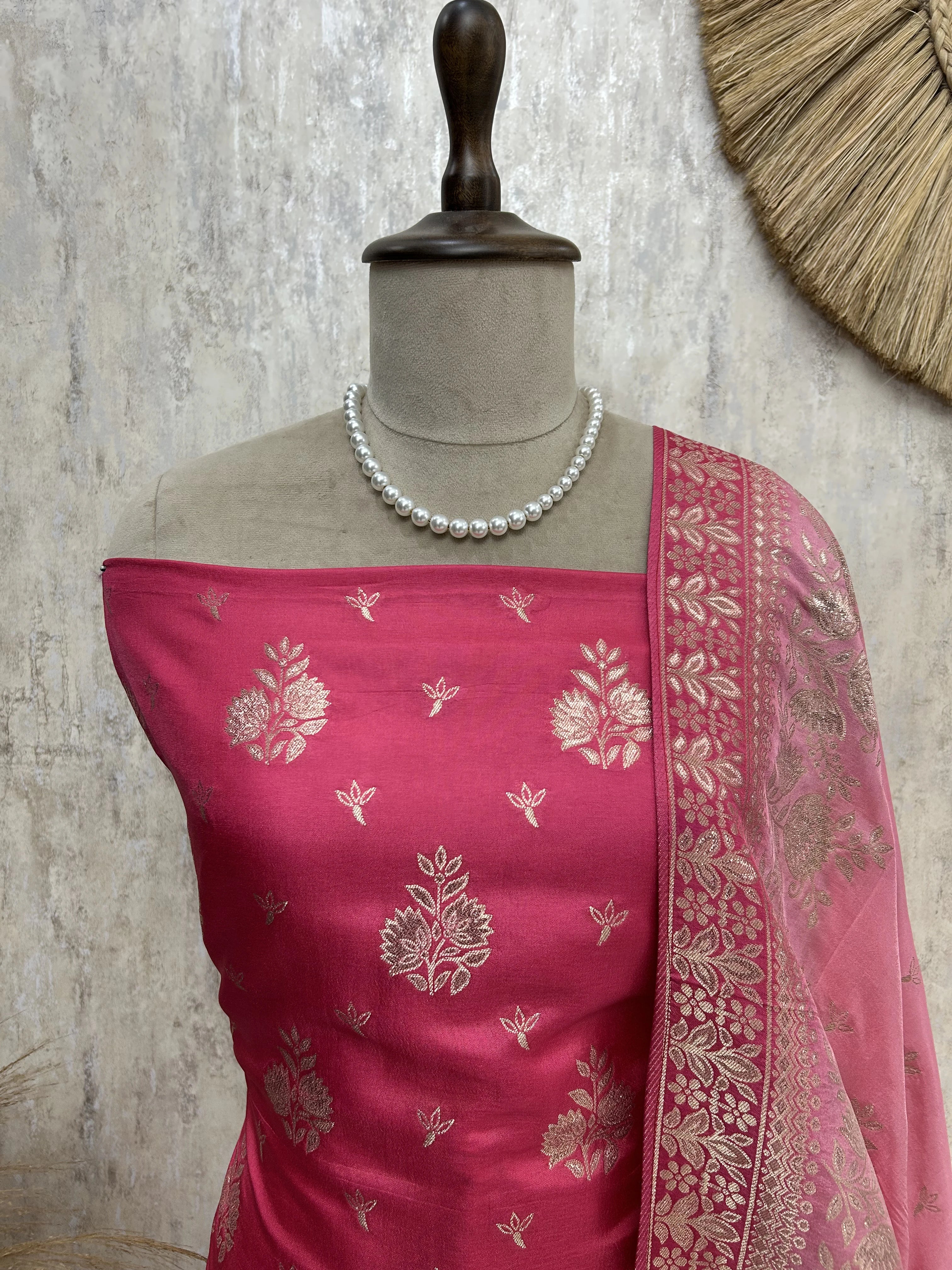 Banarasi Silk Unstitched Suit Set