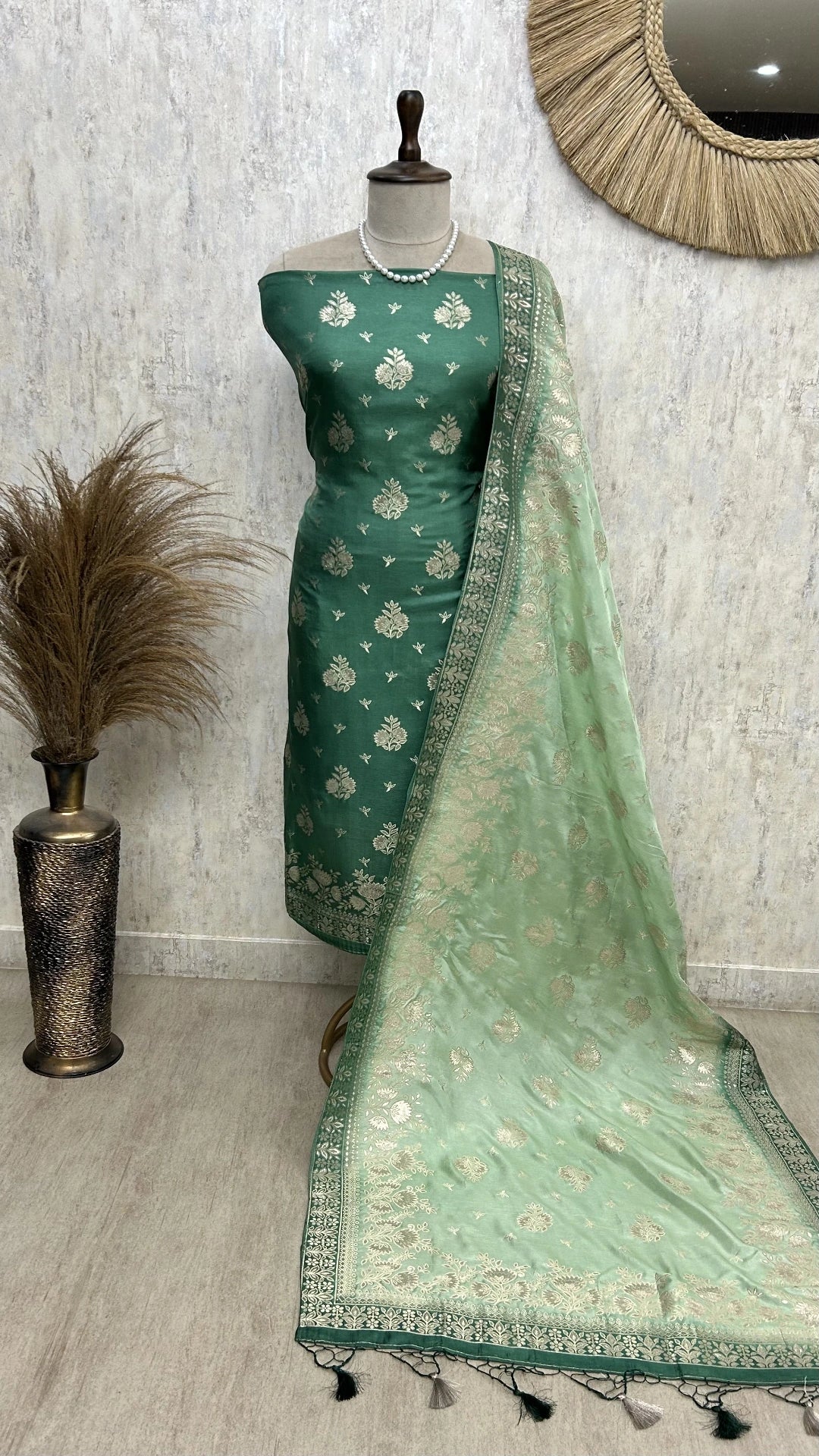 Banarasi Silk Unstitched Suit Set