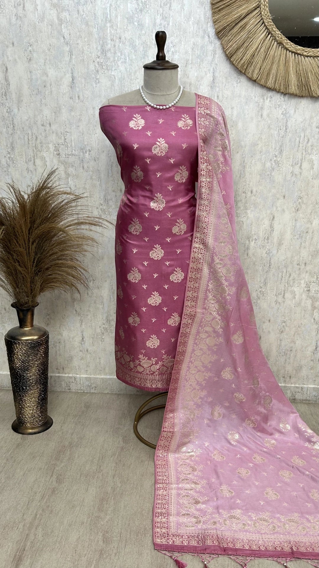 Banarasi Silk Unstitched Suit Set