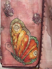 Butterfly Motif Jamdani Linen Unstitched Suit Set