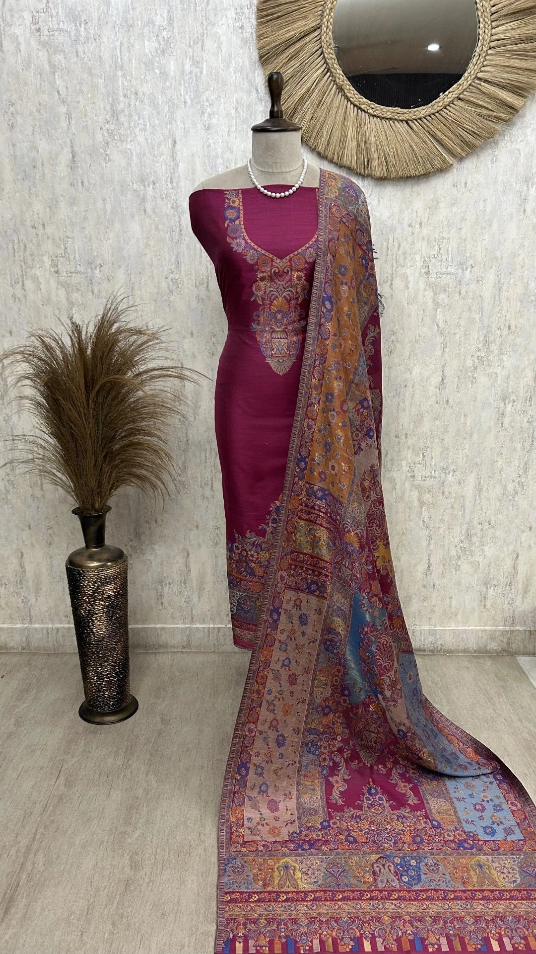 Kashmiri Kani Cotton Silk Unstitched Suit